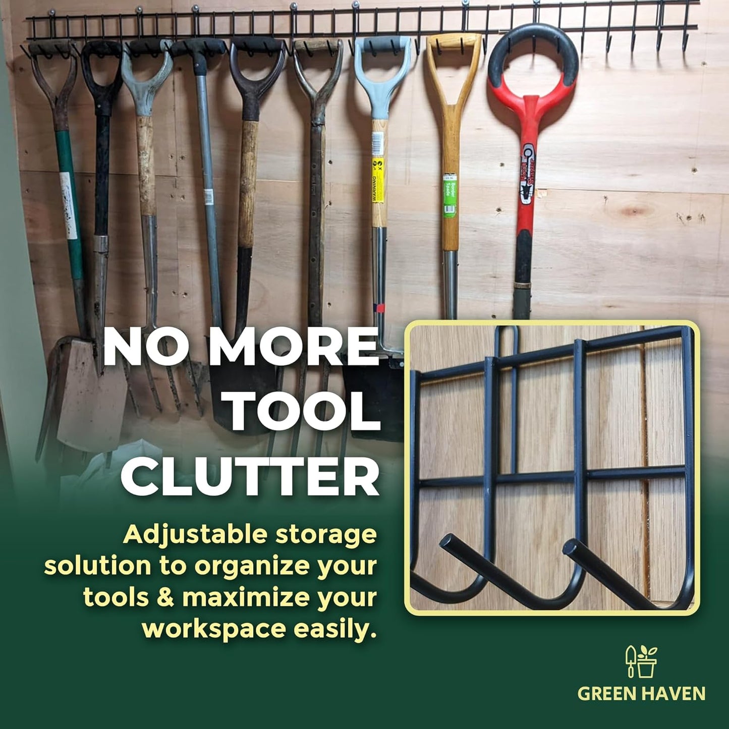 Garden Tool Storage Rack 160Cm - Heavy-Duty Metal Organiser for Shed Accessories, Rakes, Shovels & More – Space-Saving Tool Storage System for Sheds & Garages