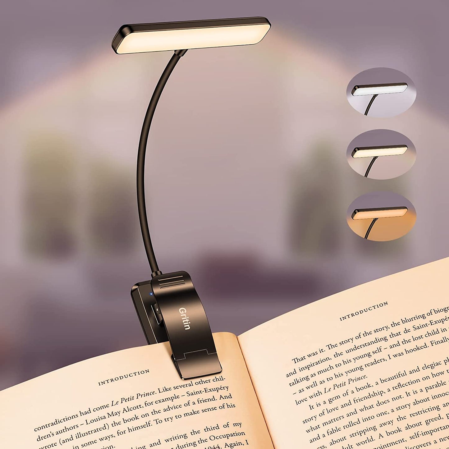 19 LED Book Light, Reading Light Book Lamp for Reading at Night with Memory Function, 3 Eye-Protecting Modes -Stepless Dimming, Long Battery Life, 360° Flexible Lamp for Bed,Tablet