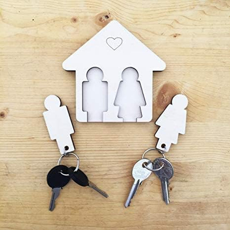 LAC Couples Keyrings - Couples Gifts for His and Hers - House Warming Gifts New Home Accessories - Wooden Key Holder