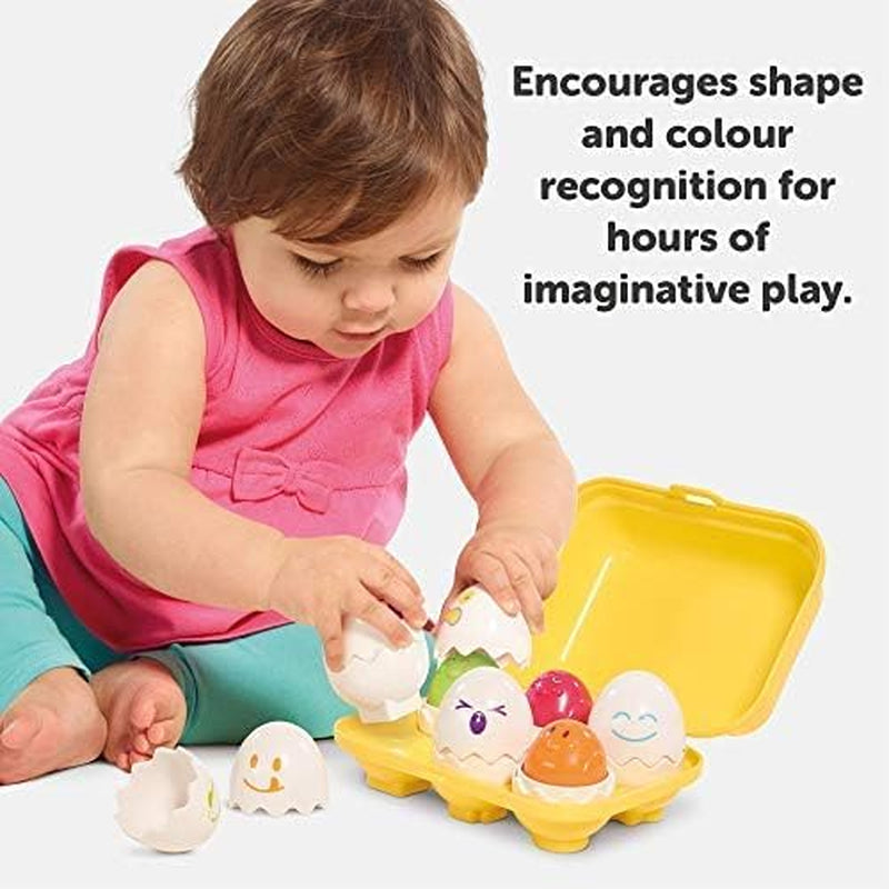 TOMY Hide and Squeak Eggs Baby Toy - Baby Box of Big Eggs with 3 Squeak Chicks & 3 Rattle Chicks - Colour & Shape Sorter Baby Sensory Toys - Toddler Toys & Baby Toys 6 Months plus to 36 Months