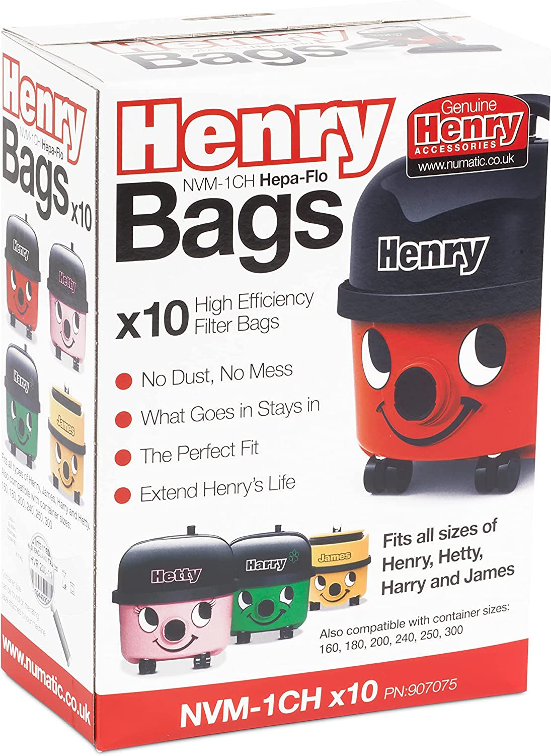 Avern GENUINE ONLY Numatic Hetty NVM-1CH Hepaflo Vacuum Cleaner Dust Bags Pack of 10-604015 907075