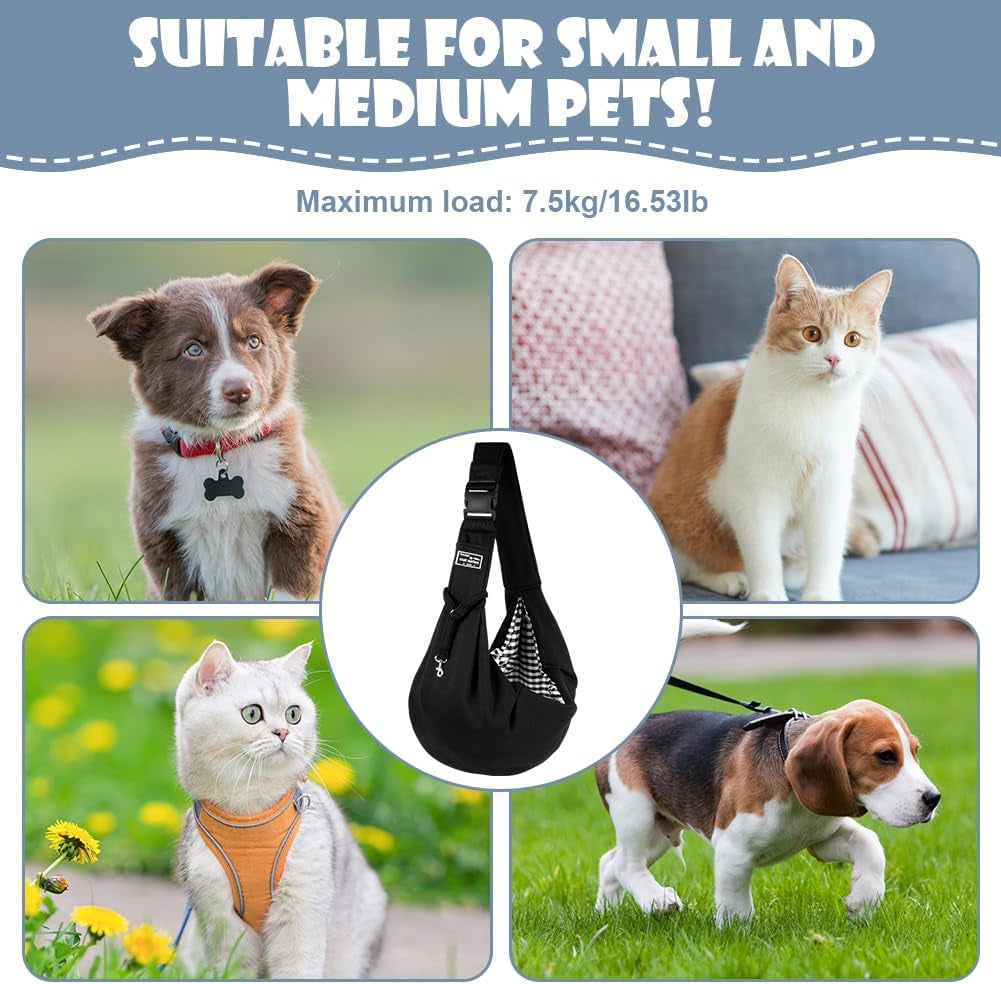 Puppy Carrier Sling,Reversible Hands-Free Dog Carry Sling for Small & Medium Dog Cat,Soft Comfortable Dog Sling,Adjustable Dog Carrier Bag Shoulder Tote Bag for Outdoor Walking Travel Shopping