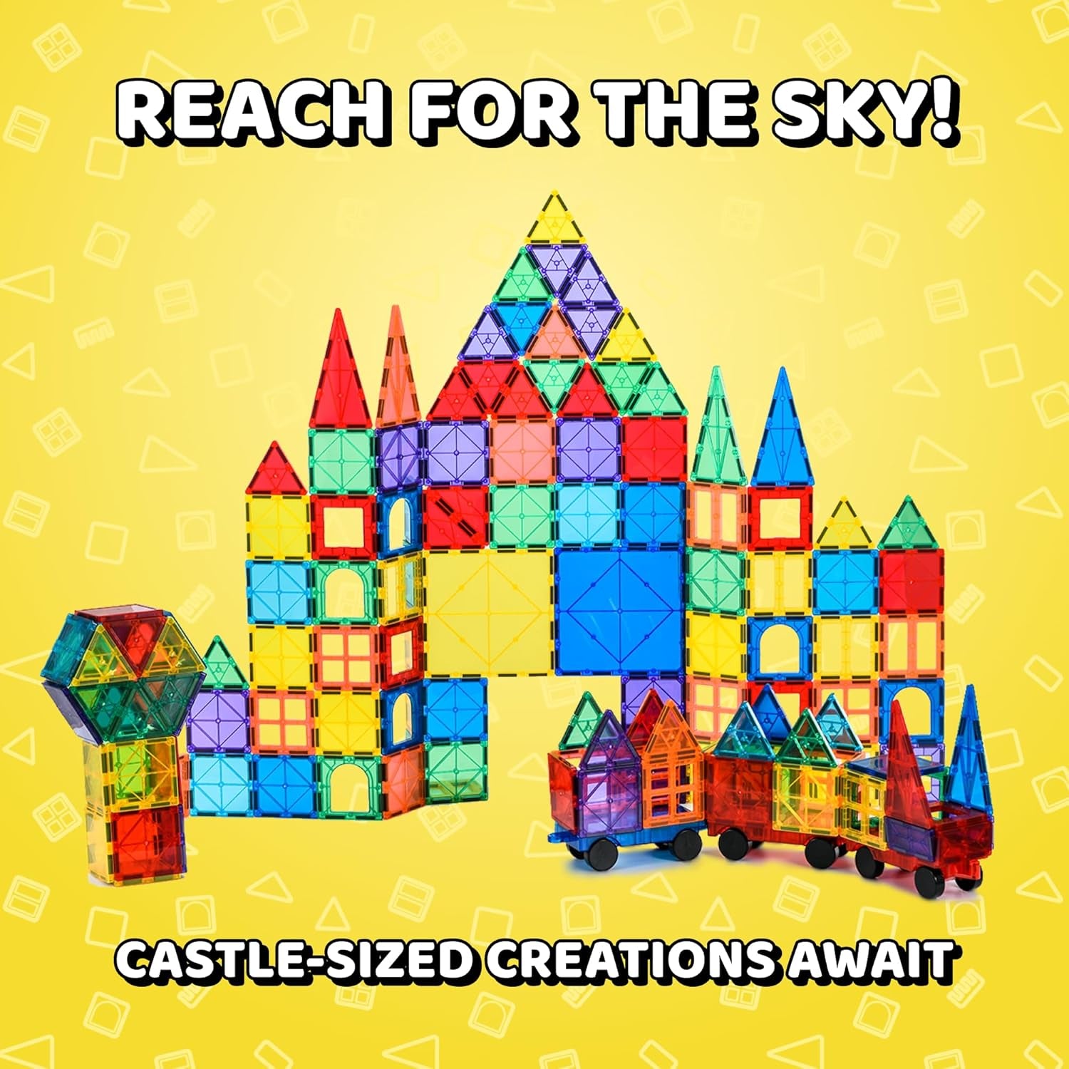 Magnetic Tiles - 100 Piece Set + 4 Play Figures + Storage Bag - Magnetic Building Blocks for Kids - Educational STEM Magnet Toys for 3, 4, 5, 6, 7 Year Old Boys & Girls - Magnetic Shapes
