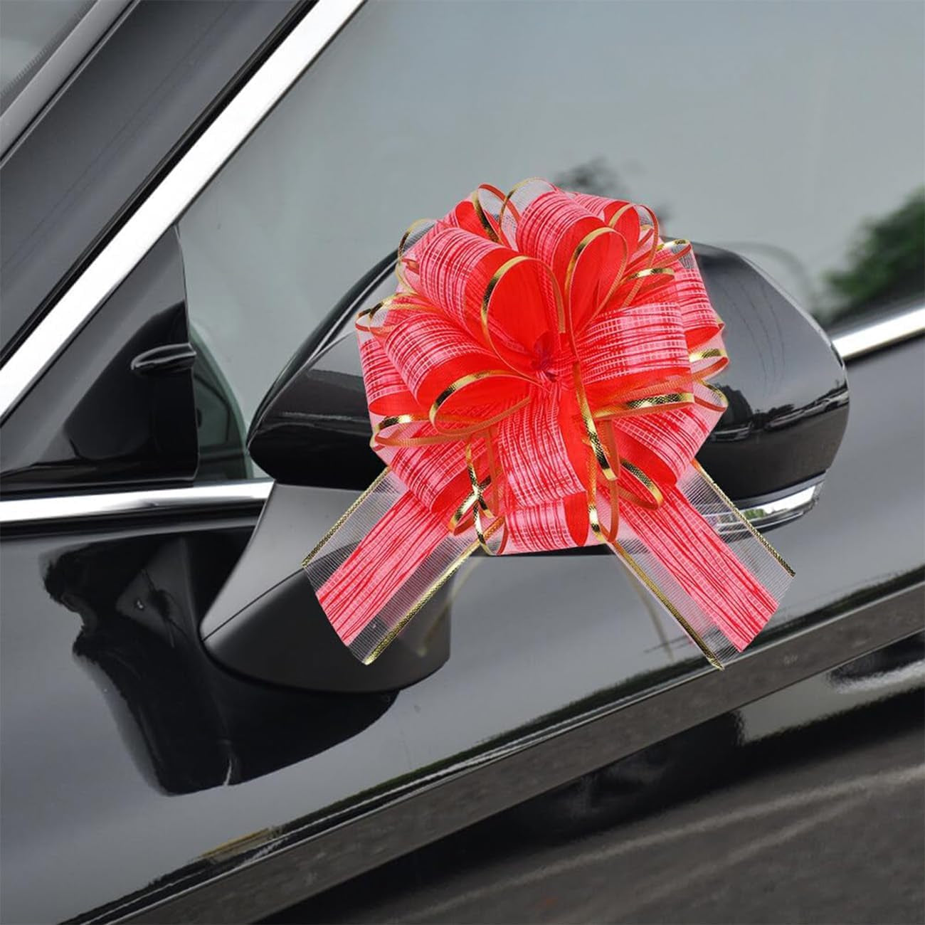 10Pcs Large Pull Bows(6 Inch),Gold Organza Pull Bows for Gift Wrapping,Party Decorations,Wedding Cars,Baskets