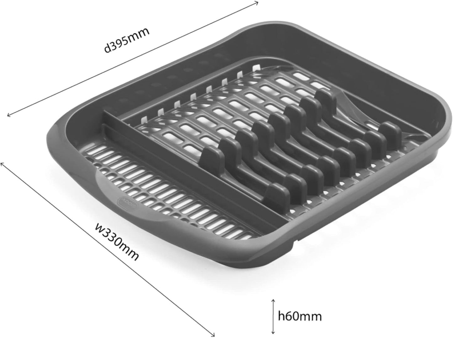 516468 Plate Dish Draining Rack, Soft Black, 33 X 39.5 X 6 Cm