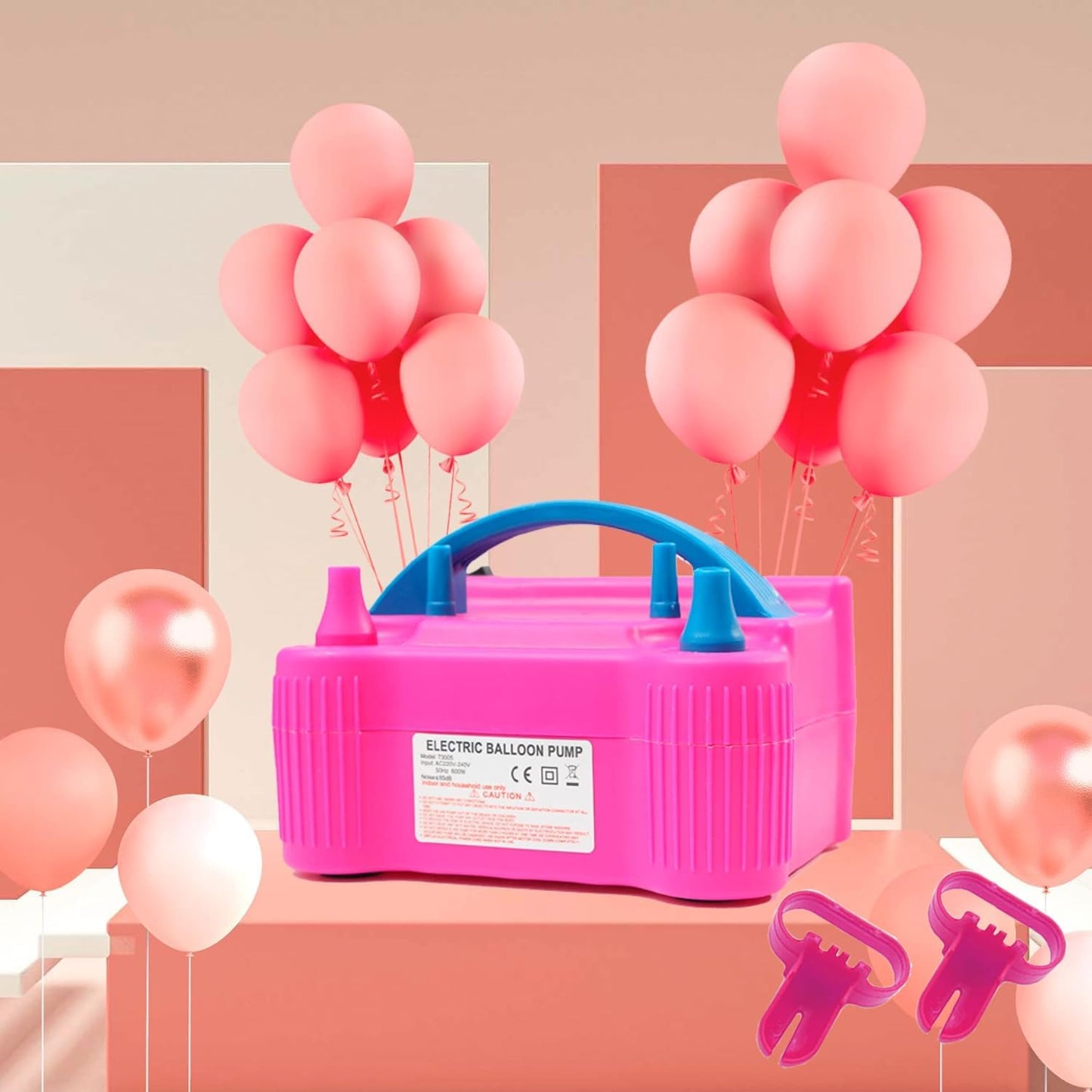 Electric Balloon Pump, Portable Dual Nozzle High Power (AC220-240V 600W) Balloon Inflator Blower Pump for Party, Wedding, Birthday, Activities and Festival Decoration