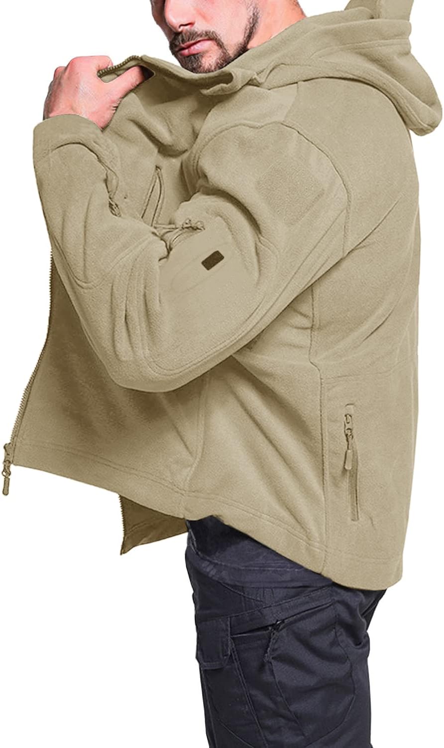 Men'S Military Fleece Jackets Zip up Hoodies Windbreakers Warm Hiking Camping Hunting Tactical Winter Coats with 6 Zip Pockets