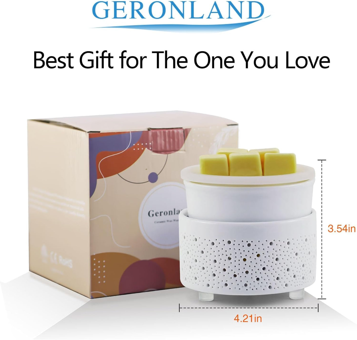 Wax Melt Burner with Silicone Dish Ceramic 3-In-1 Oil Burner Electric Candle Wax Warmer Melter Fragrance Heating Plate for Scented Waxs Home Office Bedroom Aromatherapy Gift& Décor-White