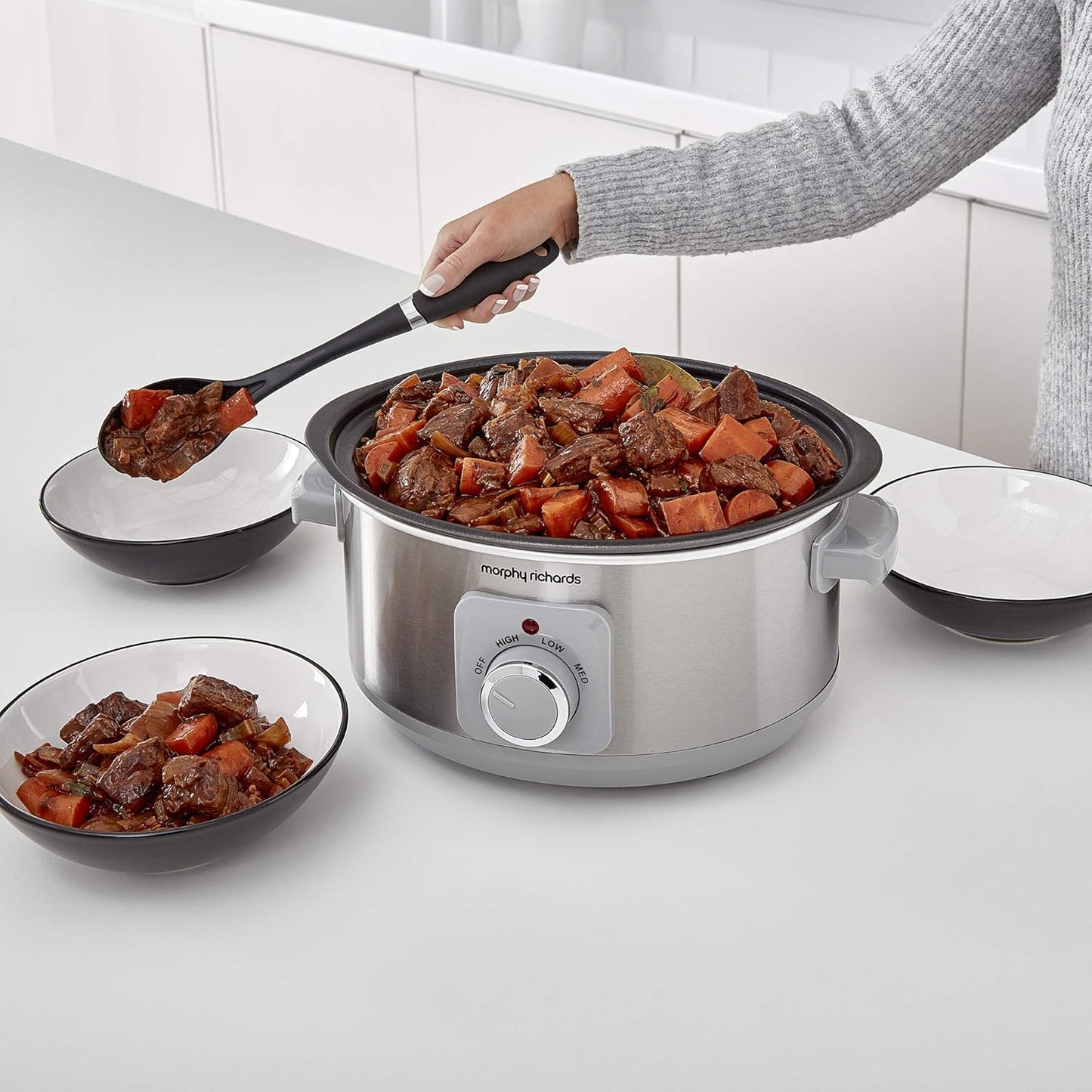 461014 Sear & Stew 6.5 Litre Aluminium Slow Cooker, One-Pot Solution, Brushed Stainless Steel