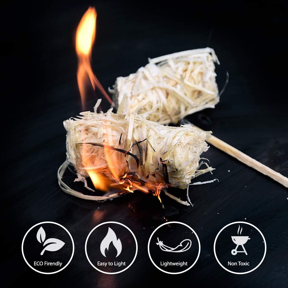 Natural Firelighters - 200 Pack | Eco Friendly Wood Firelighters | Quick Wood Wax Flame Fire Starters | Safe to Use | Ideal for Stoves, Open Fires, Bbq'S & Pizza Ovens