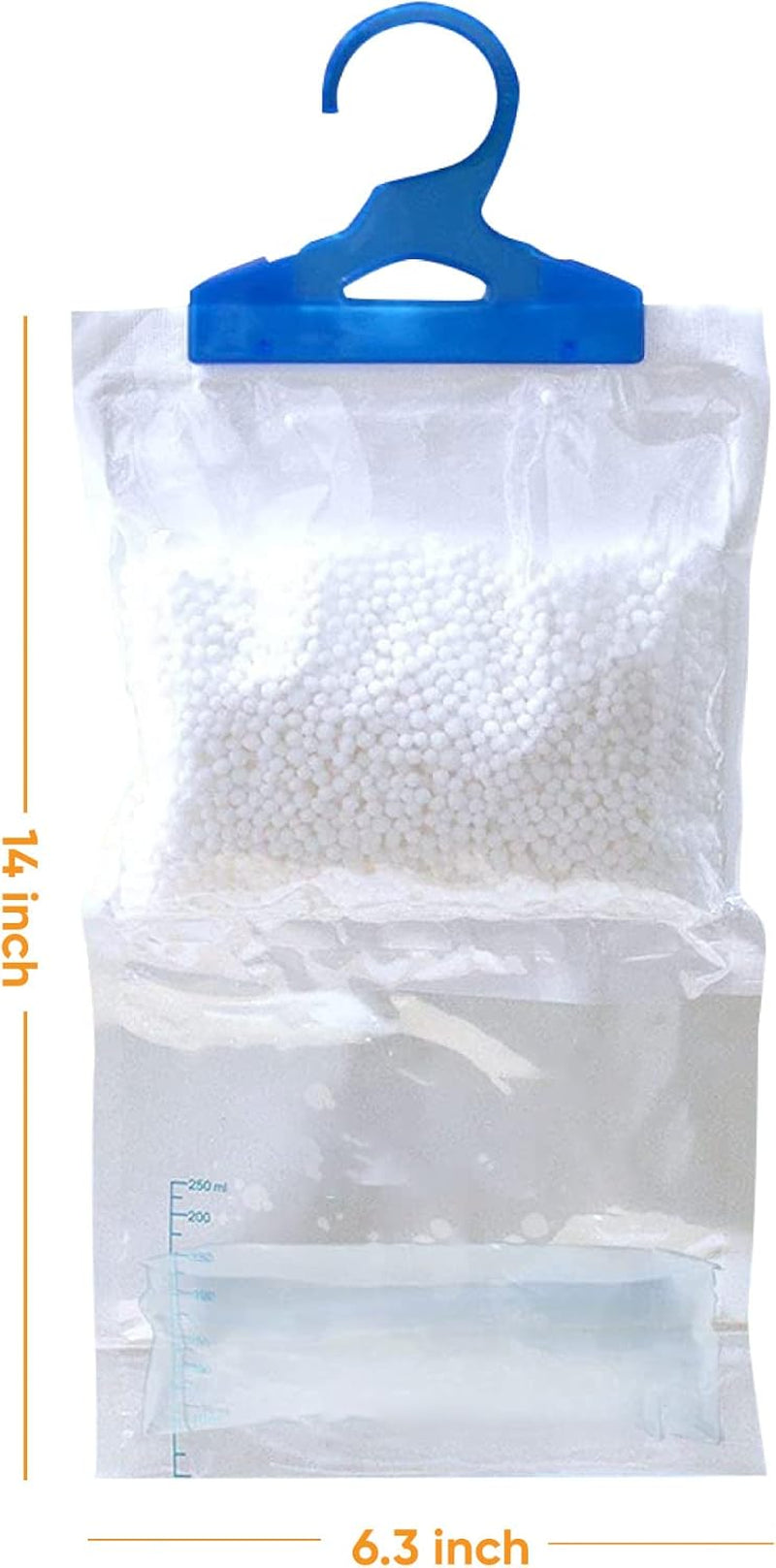 6 Wardrobe Dehumidifier Hanging Bags with Leak Proof Storage Bag & Hanging Hook Ideal to Stop Mould, Mildew & Condensation for Wardrobe | Hanging Dehumidifier Bags | Damp Remover