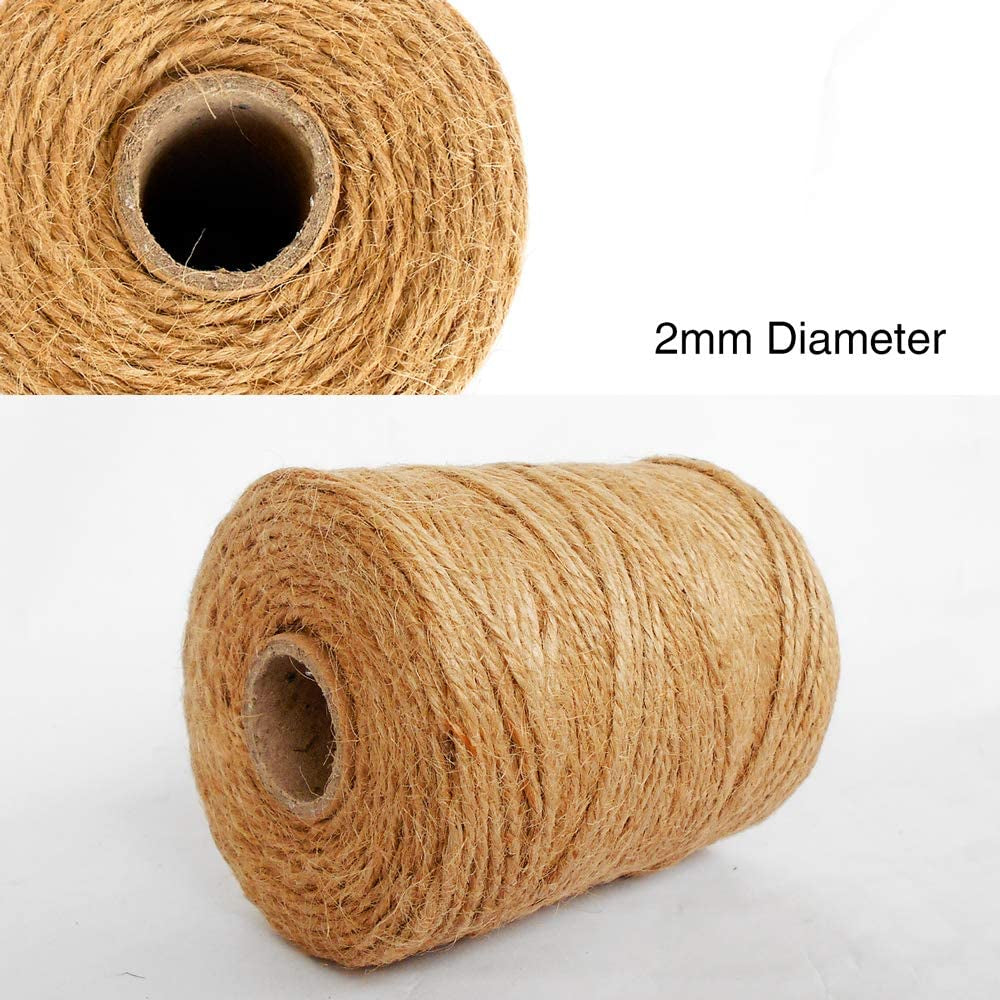Jute Twine Biodegradable Garden Twine - 333 Feet / 101M Jute String, 3 Ply 2Mm Thickness Jute Rope for Decoration, Garden, Floristry, DIY Arts, Bundling, Crafts & Wrapping - Brown (Pack of 1)