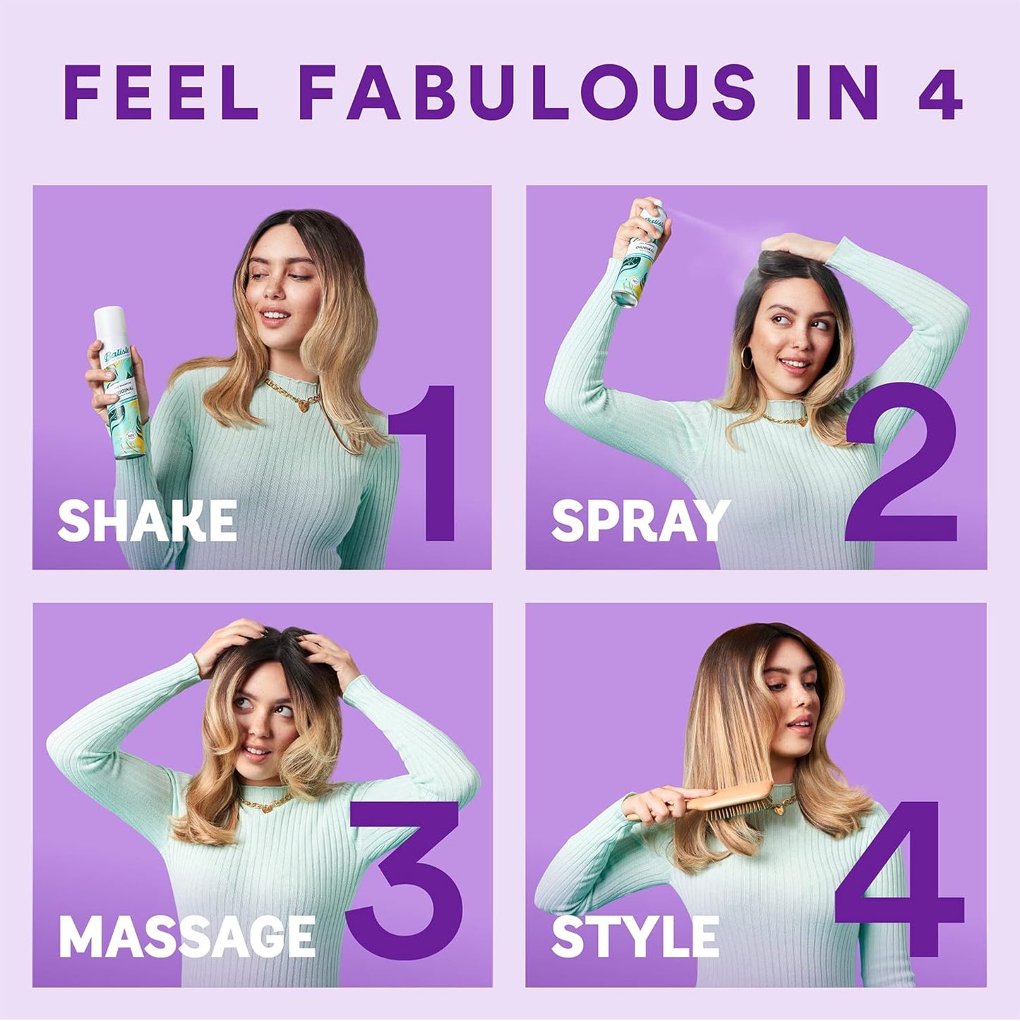 Dry Shampoo in Cherry, Cool and Retro Fragance, No Rinse Spray to Refresh Hair in between Washes – 200Ml