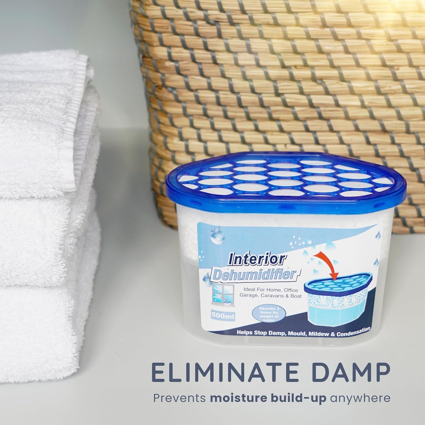 Disposable Dehumidifier for Home 500Ml, Pack of 10 Moisture Absorber Dehumidifiers for Damp, Mould, Kitchen, Wardrobe, Bedroom, Caravan, Office, Garage, Bathroom - Mini Condensation Absorbers