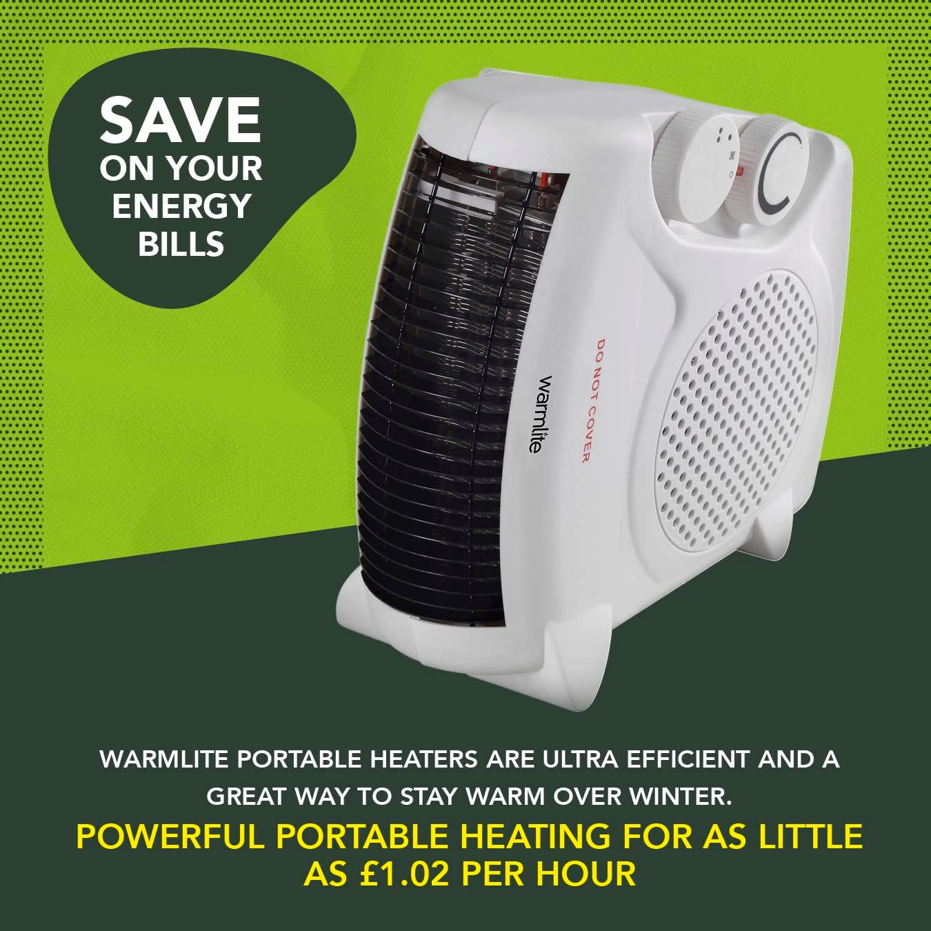 WL44001 Thermo Fan Heater with 2 Heat Settings and Overheat Protection, 2000W, White