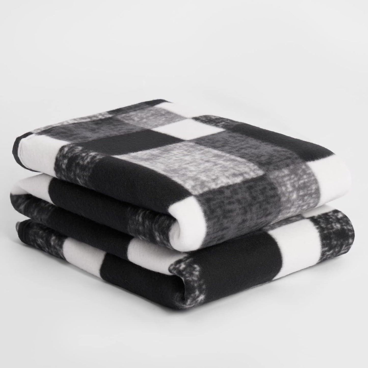 Winter Check Fleece Blanket Super Soft Warm Cosy Sofa Bed Picnic Garden Throw Over, Plaid Tartan Black - 120 X 150Cm