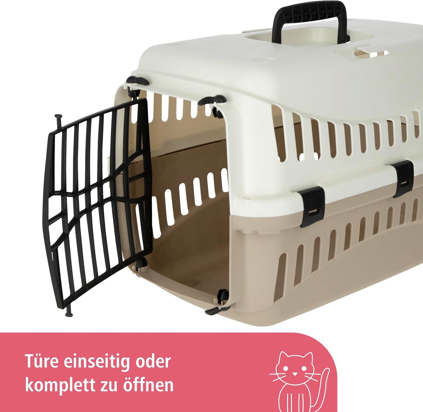 Kerbl Transport Box Expedion with Plastic Door, 45 X 30 X 30 Cm, Cream/ Taupe