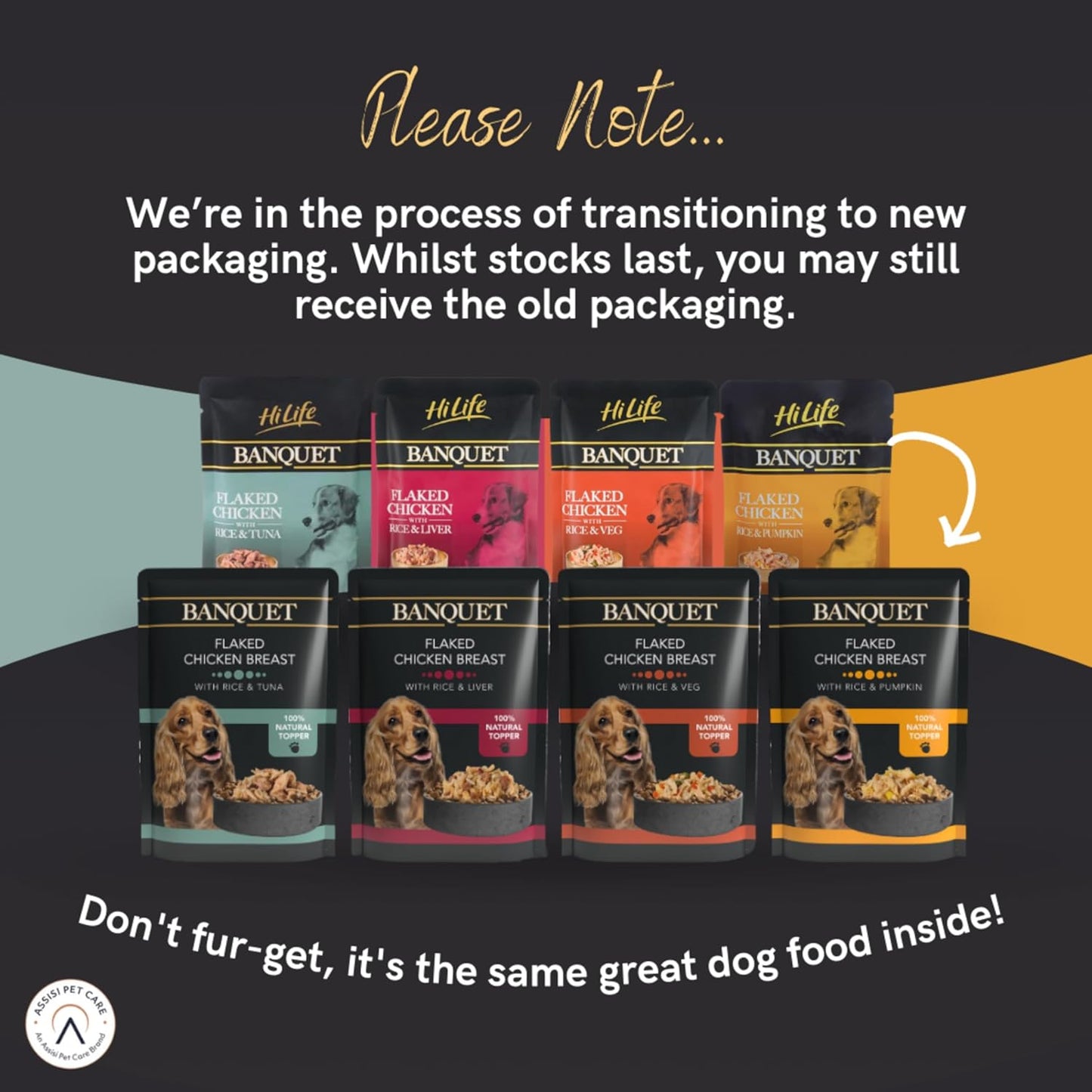Banquet - Wet Dog Food - Flaked Chicken Breast, Rice, Liver - 100% Natural Ingredients, 15 Pouches X 100G