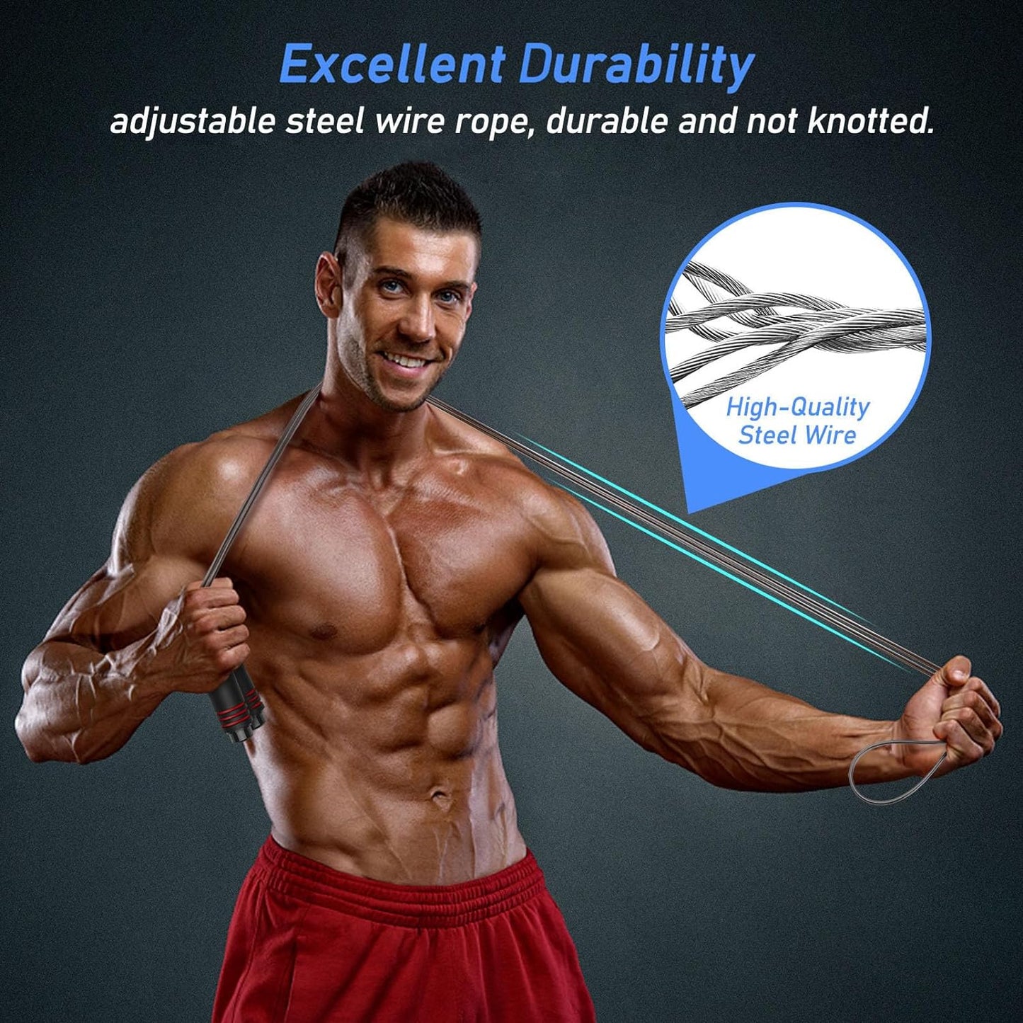 Skipping Rope, Speed Jump Rope Tangle-Free Adjustable Rope with Rapid Ball Bearings & Soft Foam Handle for Fitness Workouts Fat Burning Exercises Boxing - Spare Rope Length Adjuster Included