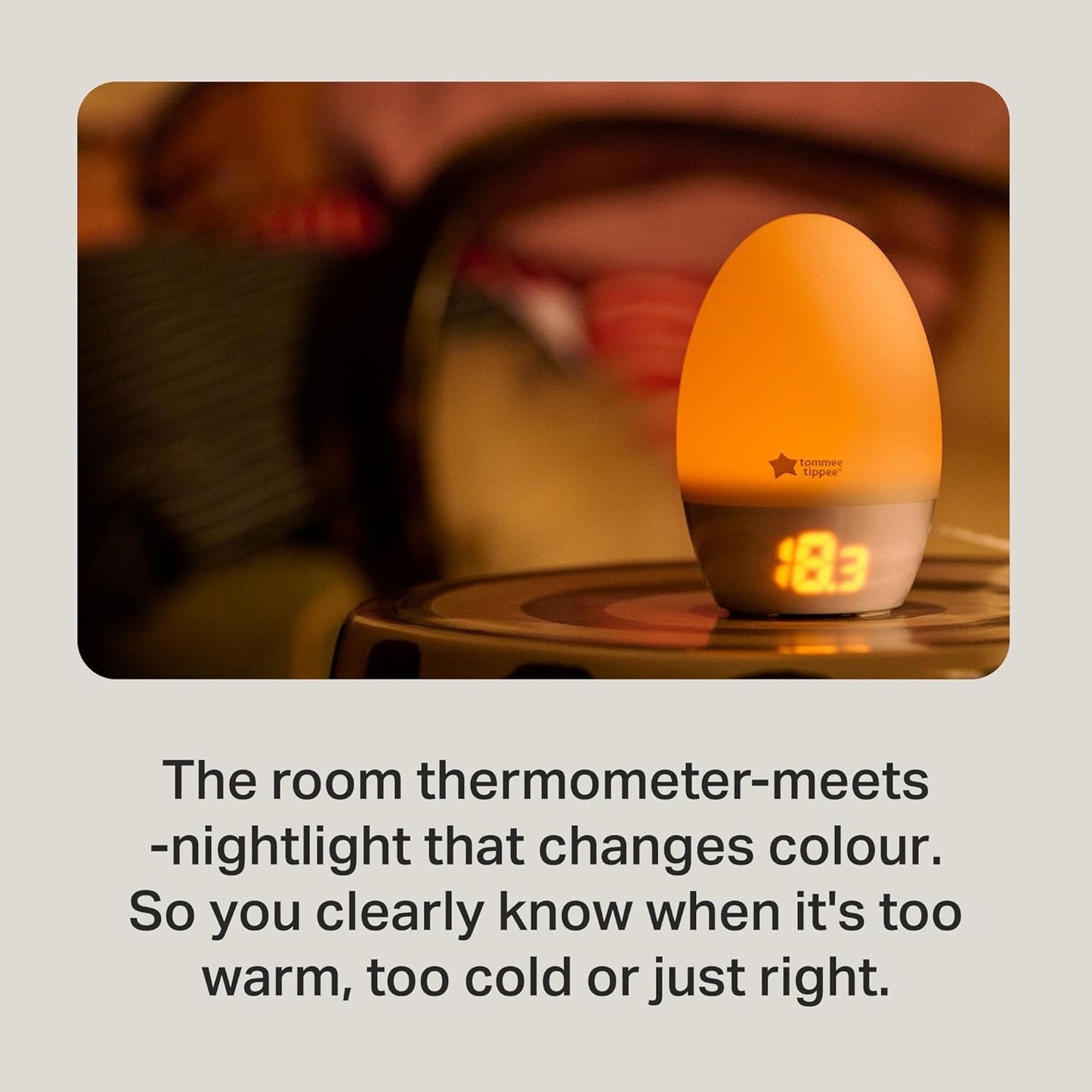 Groegg2 Digital Colour-Changing Nursery Thermometer and Nightlight, Usb-Powered, Digital Temperature Display