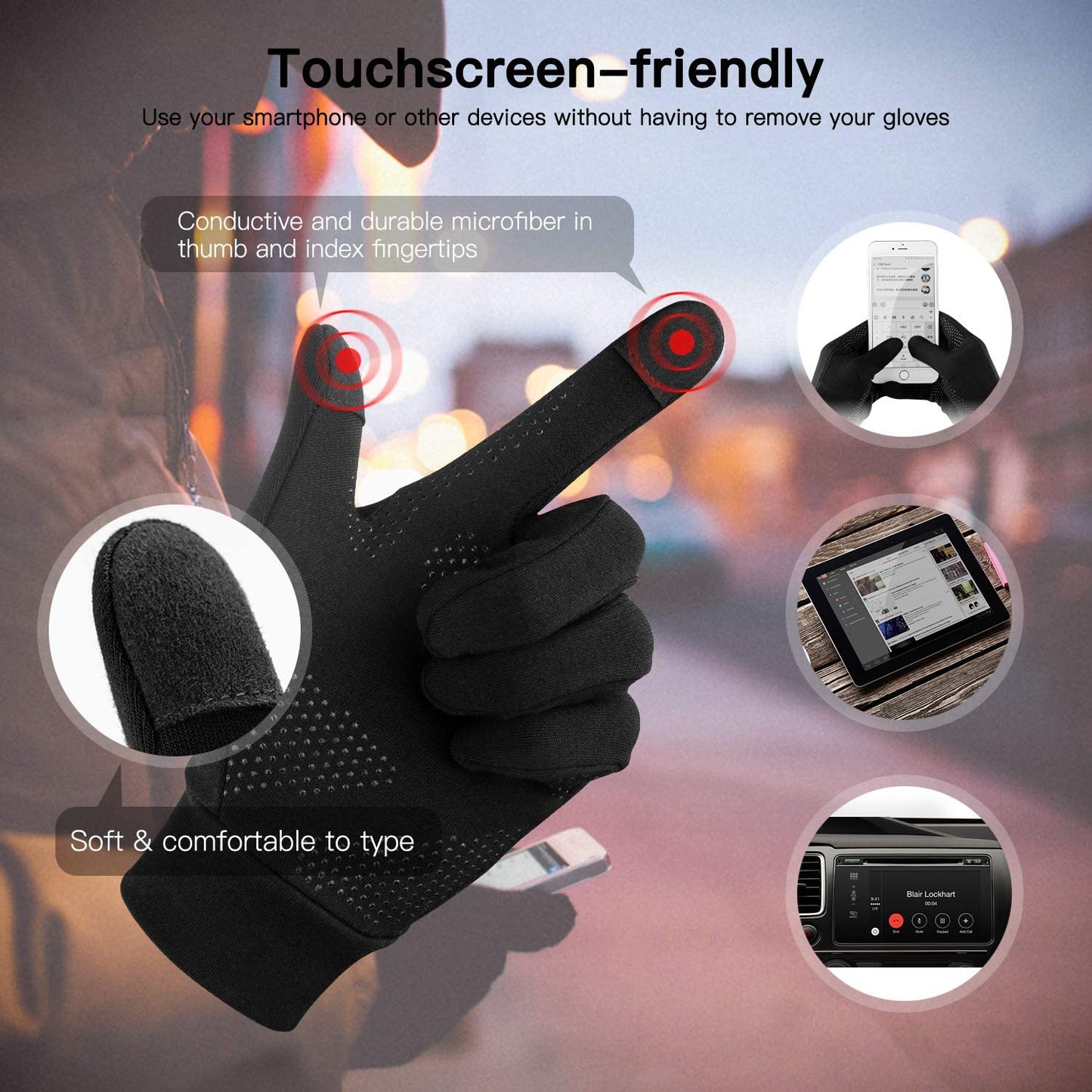 Running Gloves, Touch Screen Anti-Slip Lightweight Gloves Liners for Cycling Biking Sporting Driving for Men Women