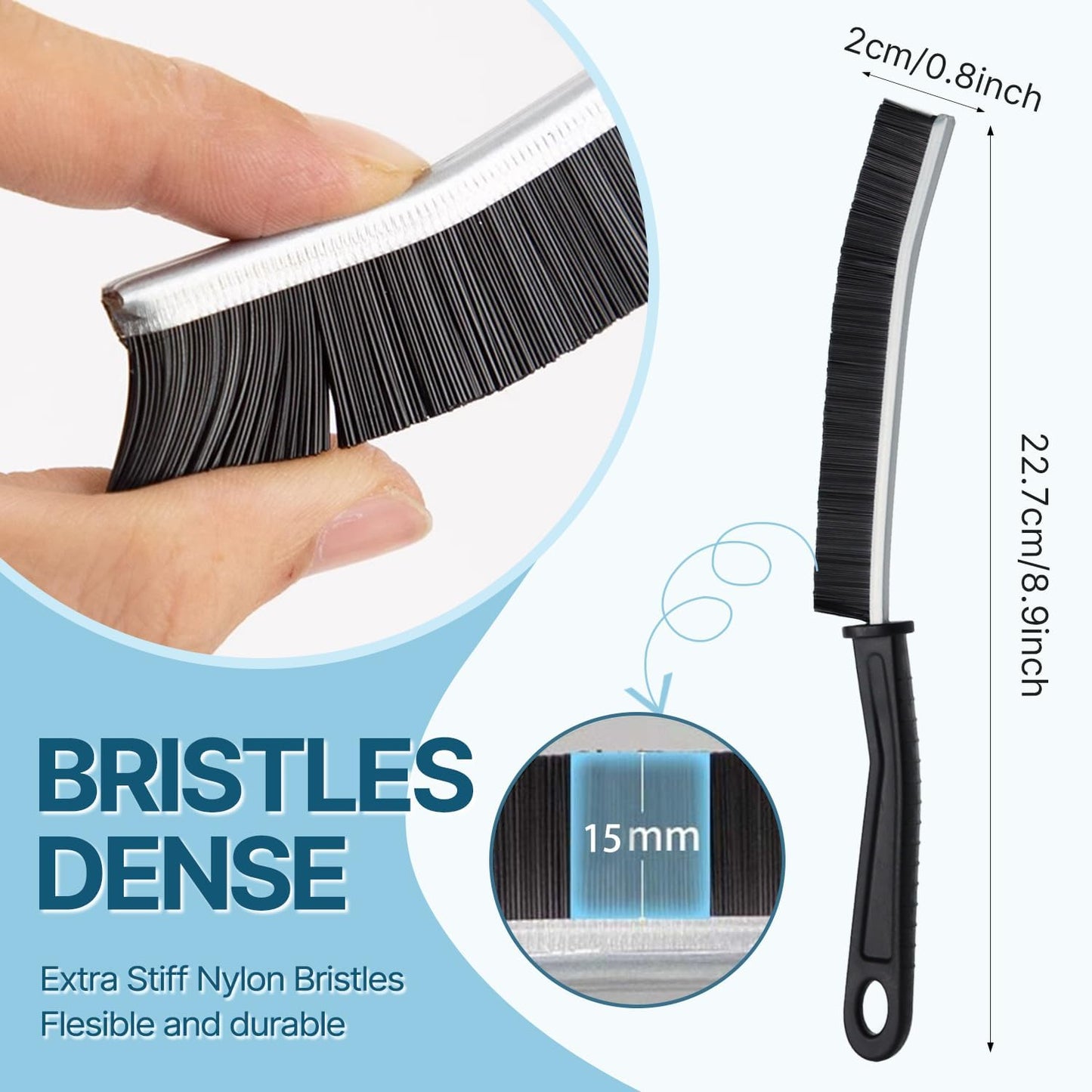 Crevice Cleaning Brush, Bathroom Tile Groove Gap Cleaning Brush,Premium Crevice Cleaning Tool Aluminum Support with 15° Angle Magic Brush, Thin Cleaning Brush for Home Kitchen