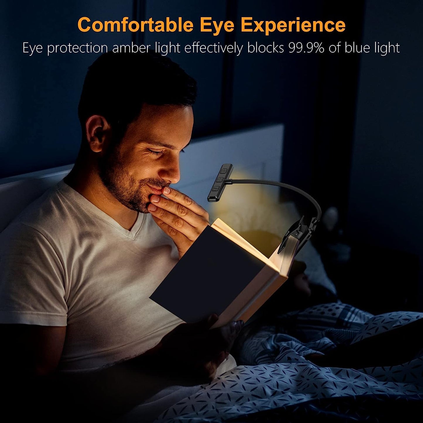 19 LED Book Light, Reading Light Book Lamp for Reading at Night with Memory Function, 3 Eye-Protecting Modes -Stepless Dimming, Long Battery Life, 360° Flexible Lamp for Bed,Tablet