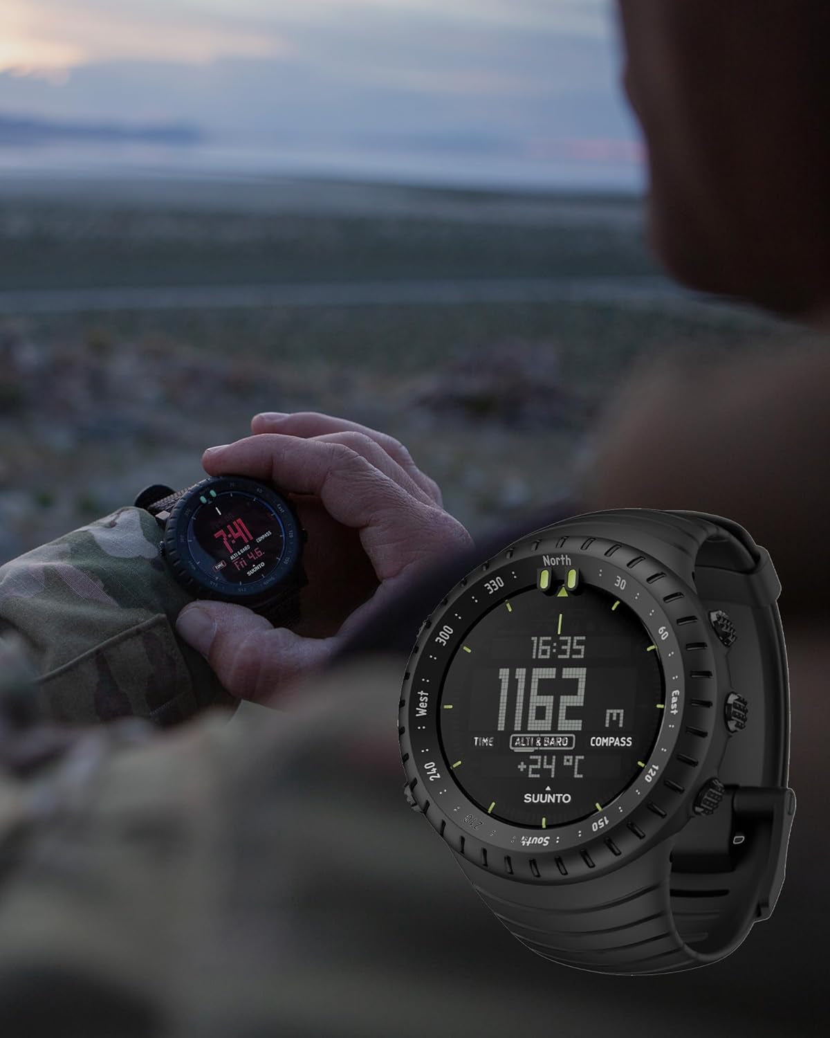 Core Sports Watch, Classic Outdoor Adventure Watch with Altimeter, Barometer & Compass, Dual-Time Sunrise & Sunset Display, Temperature & Storm Alarm for Hiking, Mountain Use