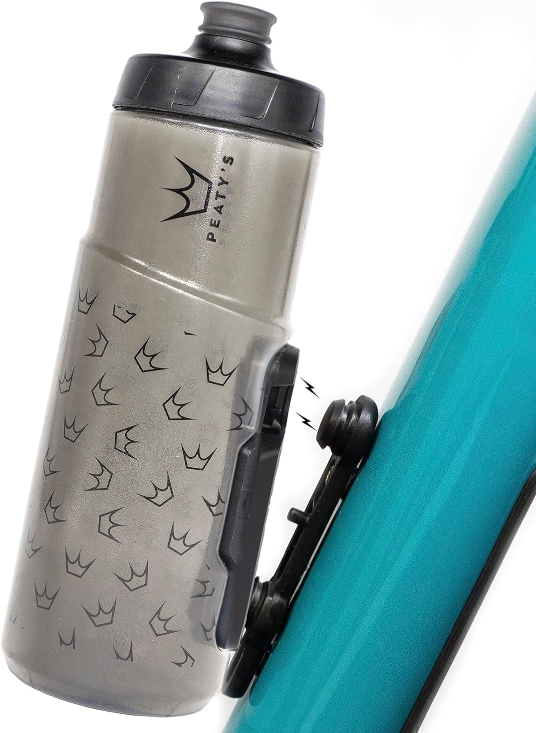 X Fidlock Lockin Magnetic 600Ml Bike Water Bottle & Mount, Bicycle Drink Bottles, Cycle Accessories for Mountain Biking & Cycling, Premium Alternative to Cage, Twist & Release - Crown Smoked
