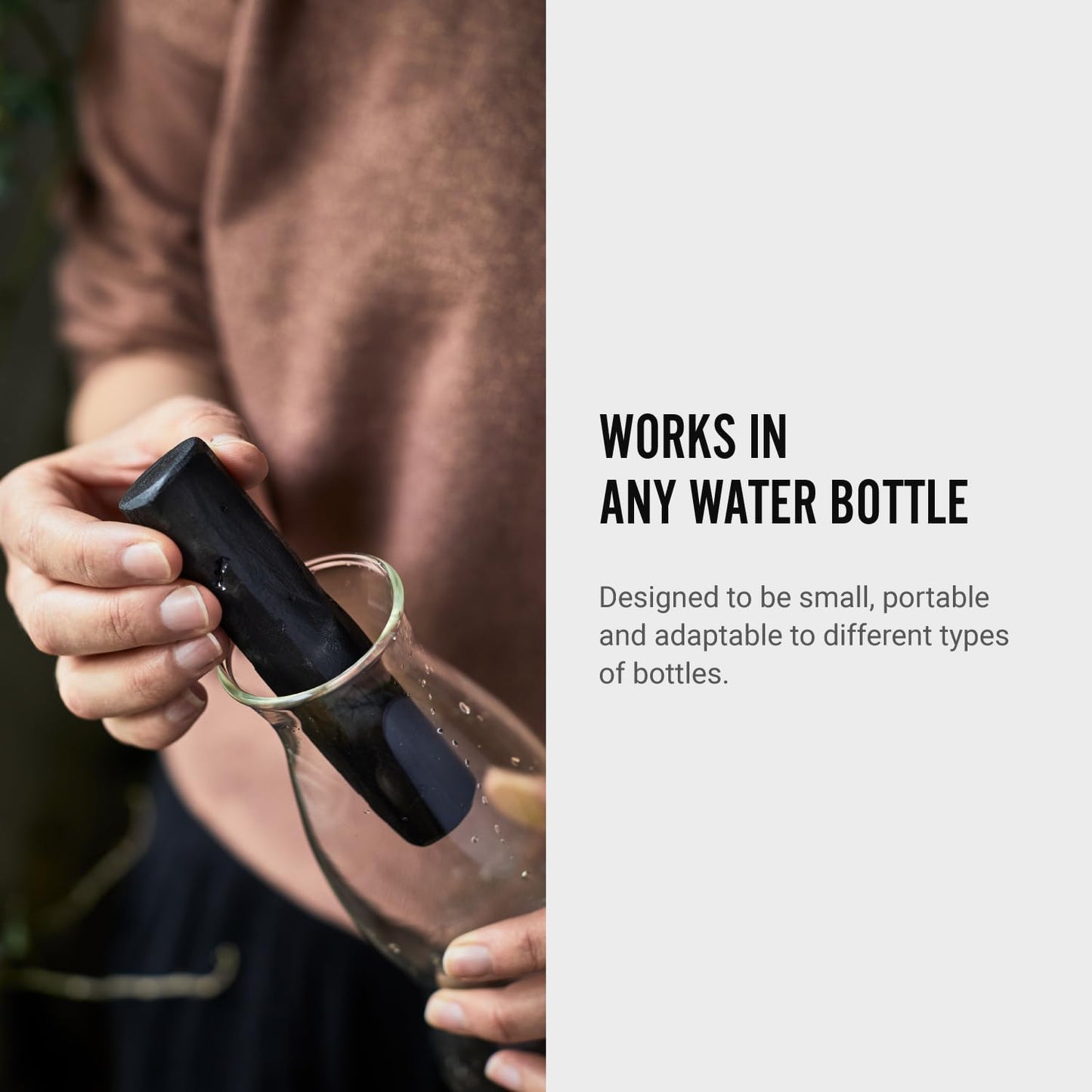 Black+Blum Charcoal Water Filter Hydration, Old Japanese Tradition, Lasts 6 Months, Natural Wood, Brown