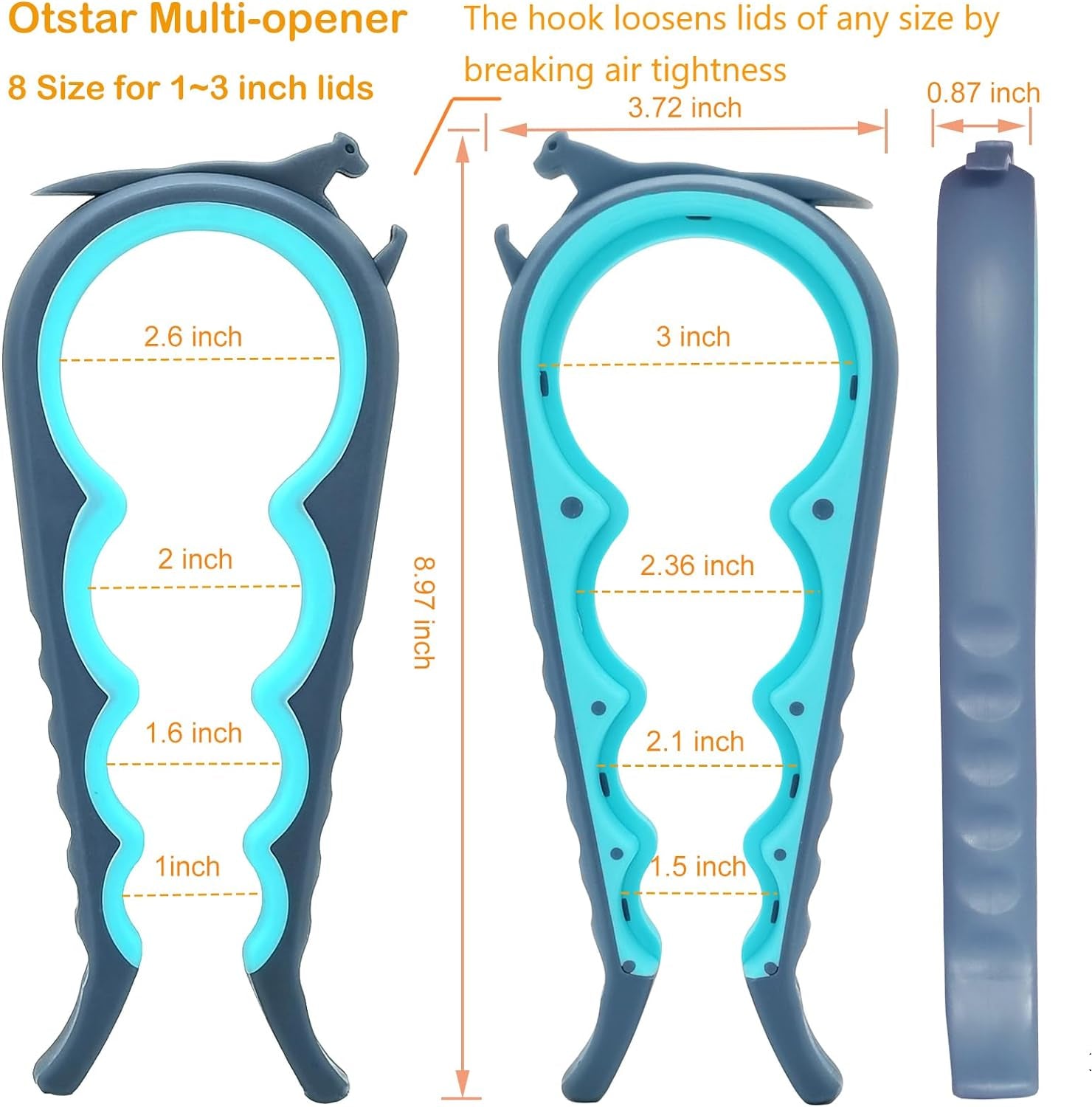 Jar Opener Bottle Opener and Ring Pull Can Opener for Weak Hands Arthritis Hands, Elderly