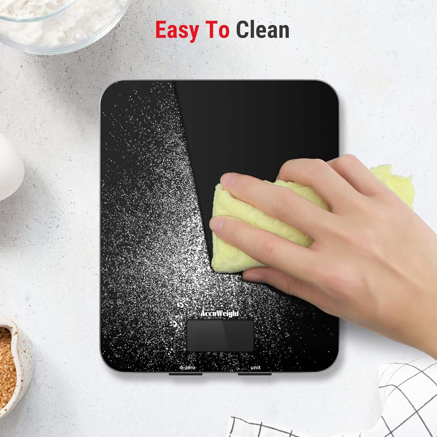 201 Digital Kitchen Scales with Tempered Glass Platform Electronic Weighing Food Scale with Backlit LCD Display Multifunctional, for Office School Home Baking Cooking, 5Kg/11Lb
