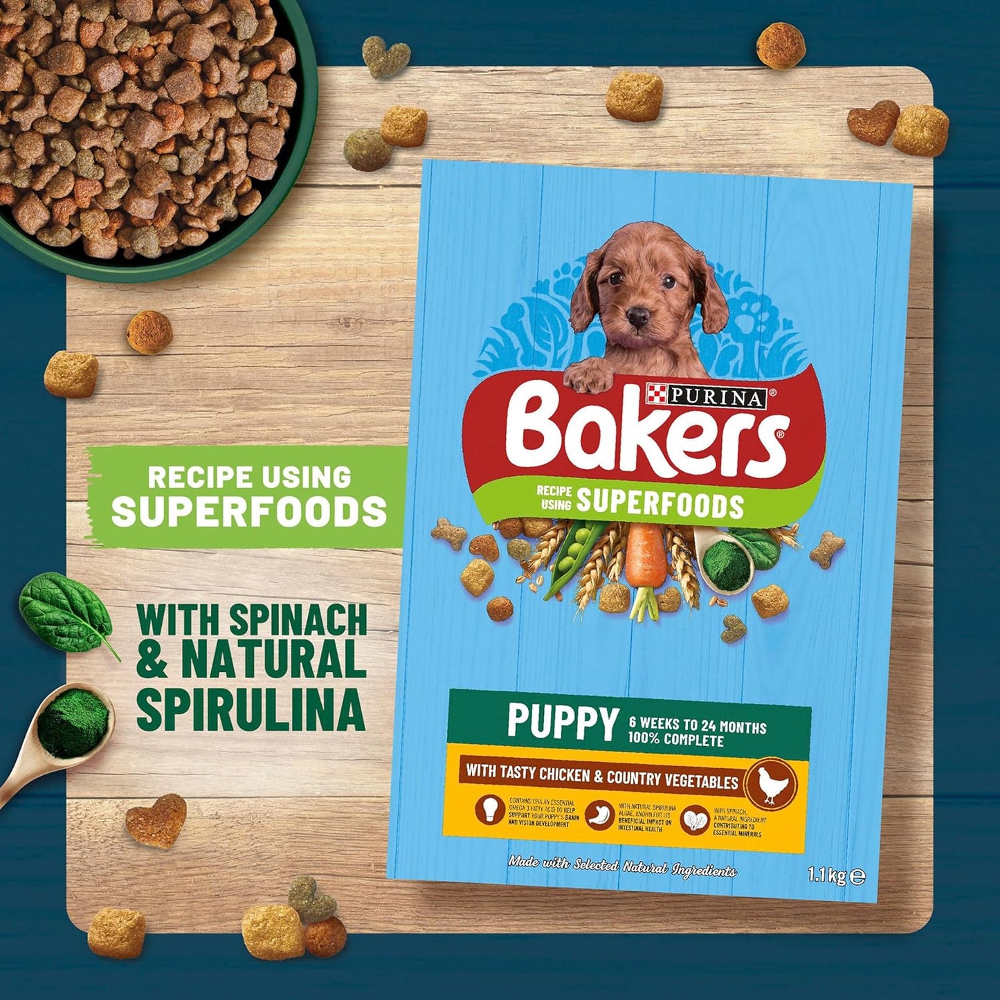 Puppy Dry Dog Food Chicken and Veg 2.85Kg, Pack of 4
