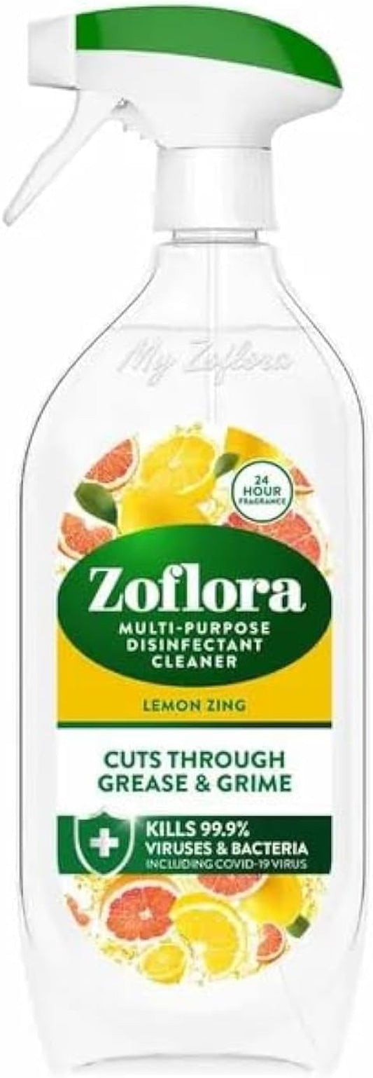 Lemon Zing Multipurpose Disinfectant Spray, Antibacterial Multi-Surface Cleaner, Pet-Friendly, Kills 99,9% of Bacteria & Viruses, 1 X 800Ml