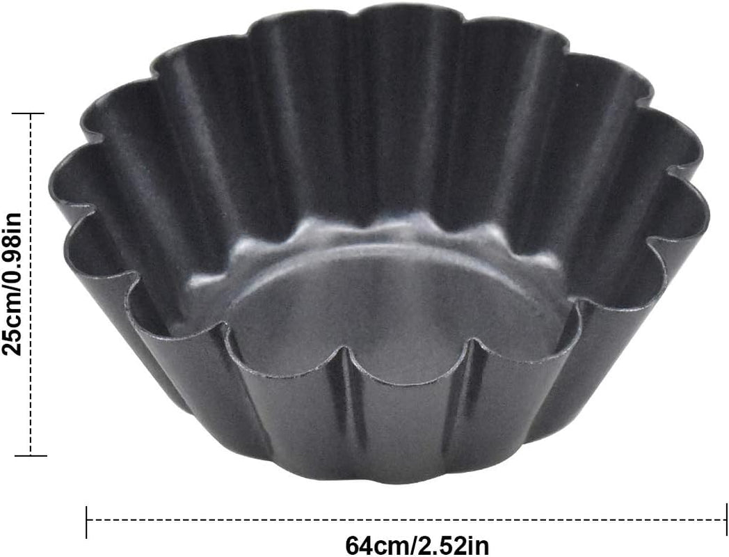 12 Packs Egg Tart Mold, Mini Carbon Steel Cake Muffin Moulds Tins Pans, Non-Stick Cupcake Cake Moulds, Pudding Moulds, Baking Cookie Moulds, Kitchen Reusable Baking Tools