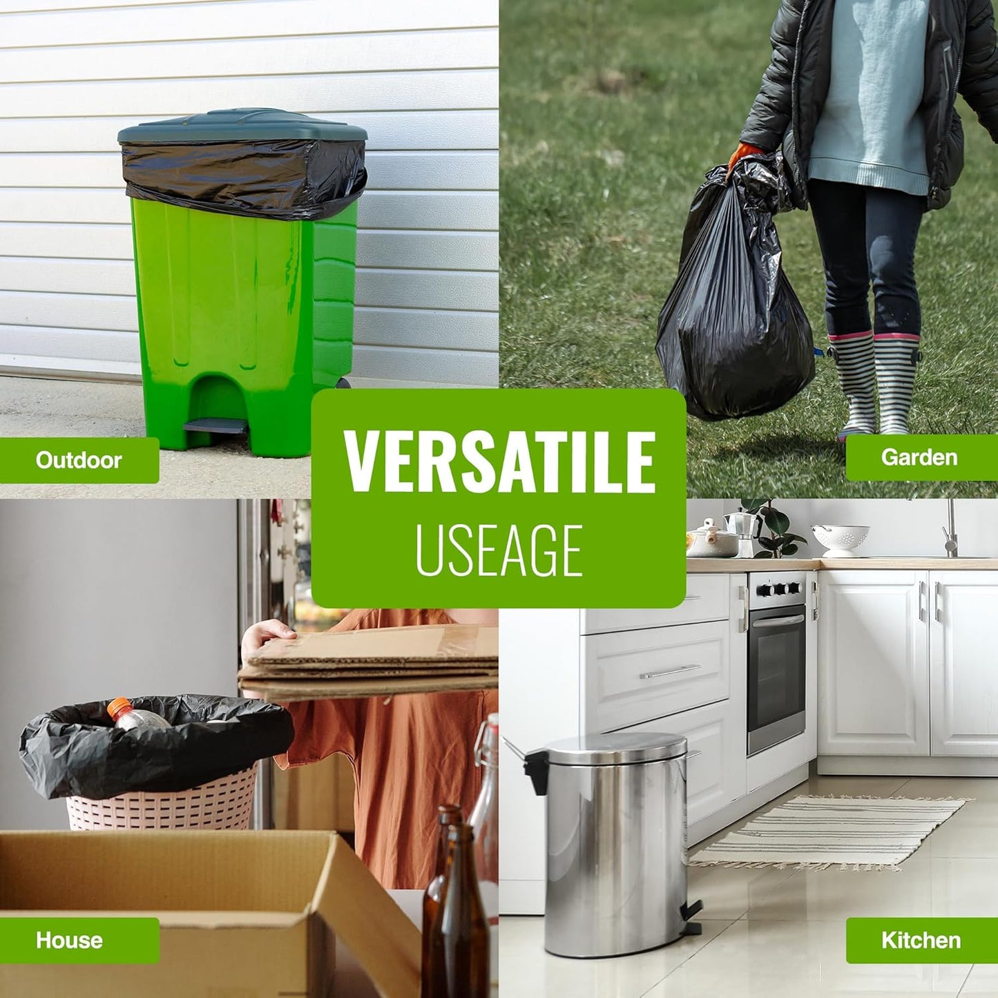 - 50 Pack Heavy Duty Bin Bags - 50L -35 Microns - Recyclable Black Bin Bag with Leak Resistant Seal, Sustainable Refuse Sack, Eco-Friendly Rubbish for Home, Office & Kitchen (600X800 Mm)