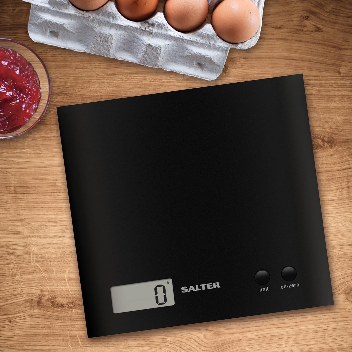 1066 BKDR15 Arc Kitchen Scale – Digital Food Weighing Scales for Precise Cooking/Baking, Slim Platform for Compact Storage, Add & Weigh/Tare Function, 3Kg Capacity, Battery Included, Black