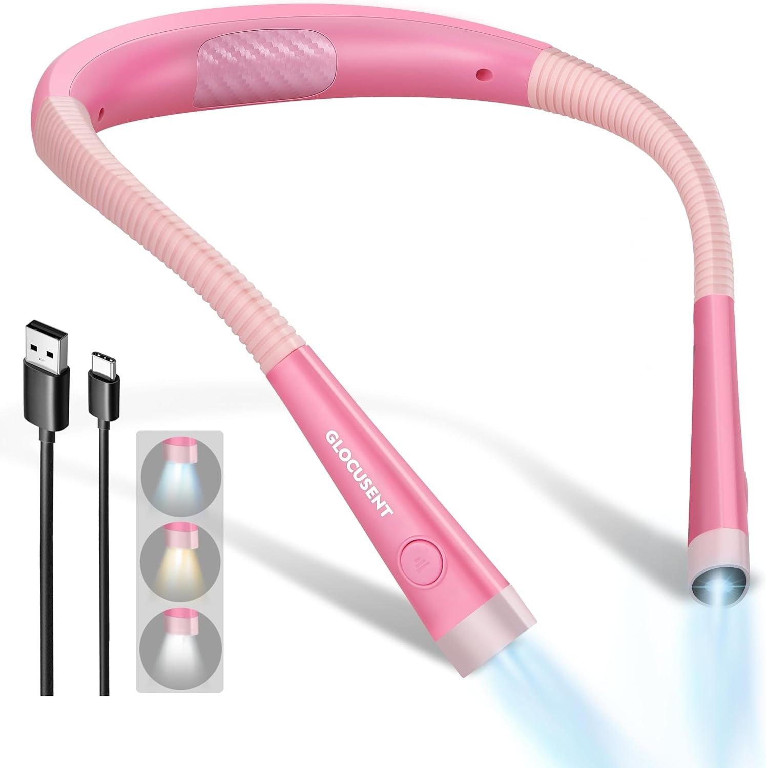 LED Neck Reading Light, Book Light for Reading in Bed, 3 Colors, 6 Brightness Levels, Bendable Arms, Rechargeable, Long Lasting, Perfect for Reading, Knitting, Camping, Repairing