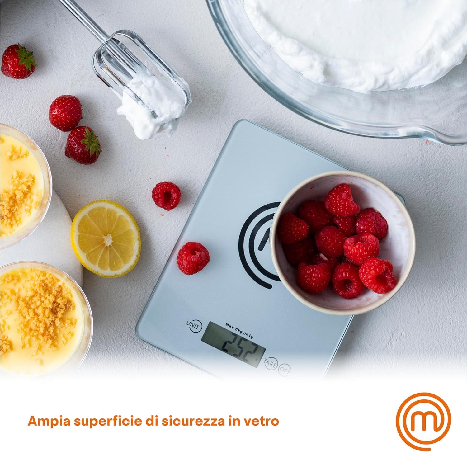 Kitchen Scales Digital, Small Electronic Gram Scale for Food Weighing in Cooking & Baking, Weight in Ounces or Grams, Max 5Kg, Tempered Safety Glass, Tare Function, Auto Switch-Off, Silver