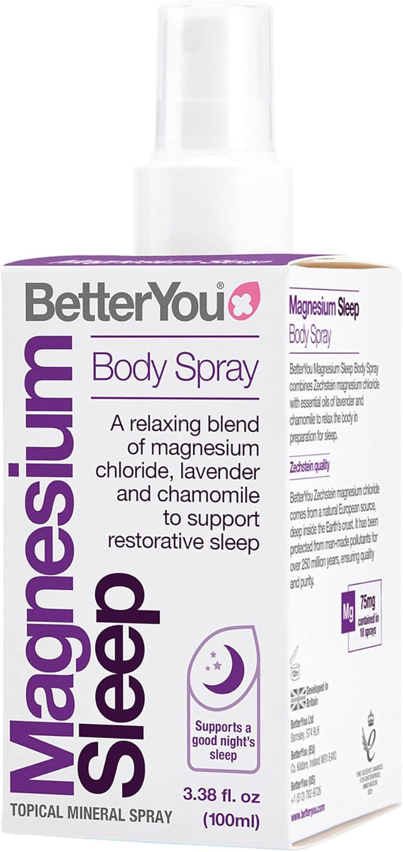 Magnesium Sleep Body Spray, Made with Zechstein Magnesium Chloride and Essential Oils, Magnesium Supplement, Natural Sleep Aid, Palm-Oil Free, 100Ml (600 Sprays)