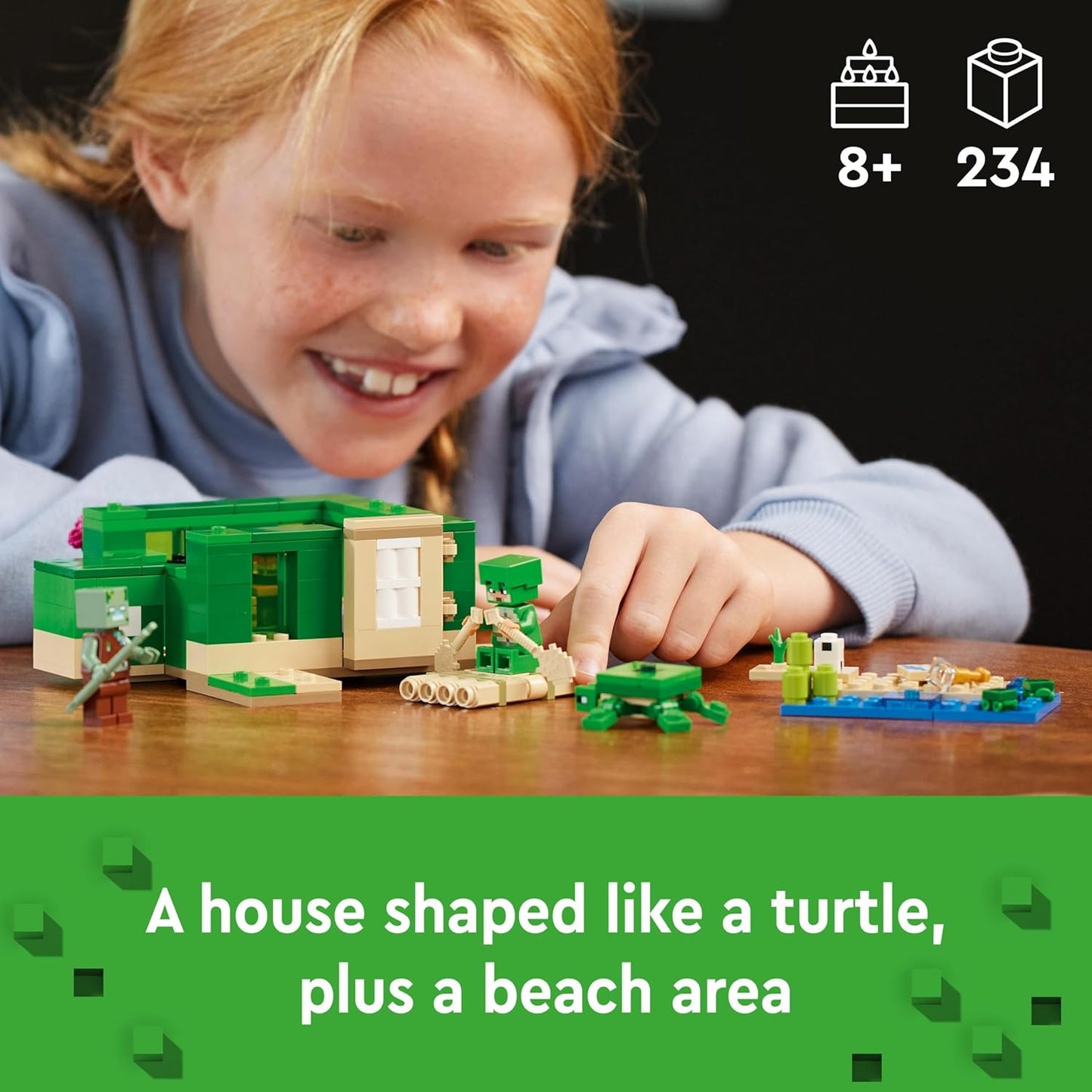 Minecraft the Turtle Beach House Animal-Care Toy for Kids, Girls and Boys Aged 8 plus Years Old, Building Set with Characters and Figures from the Game, Gift for Gamers 21254