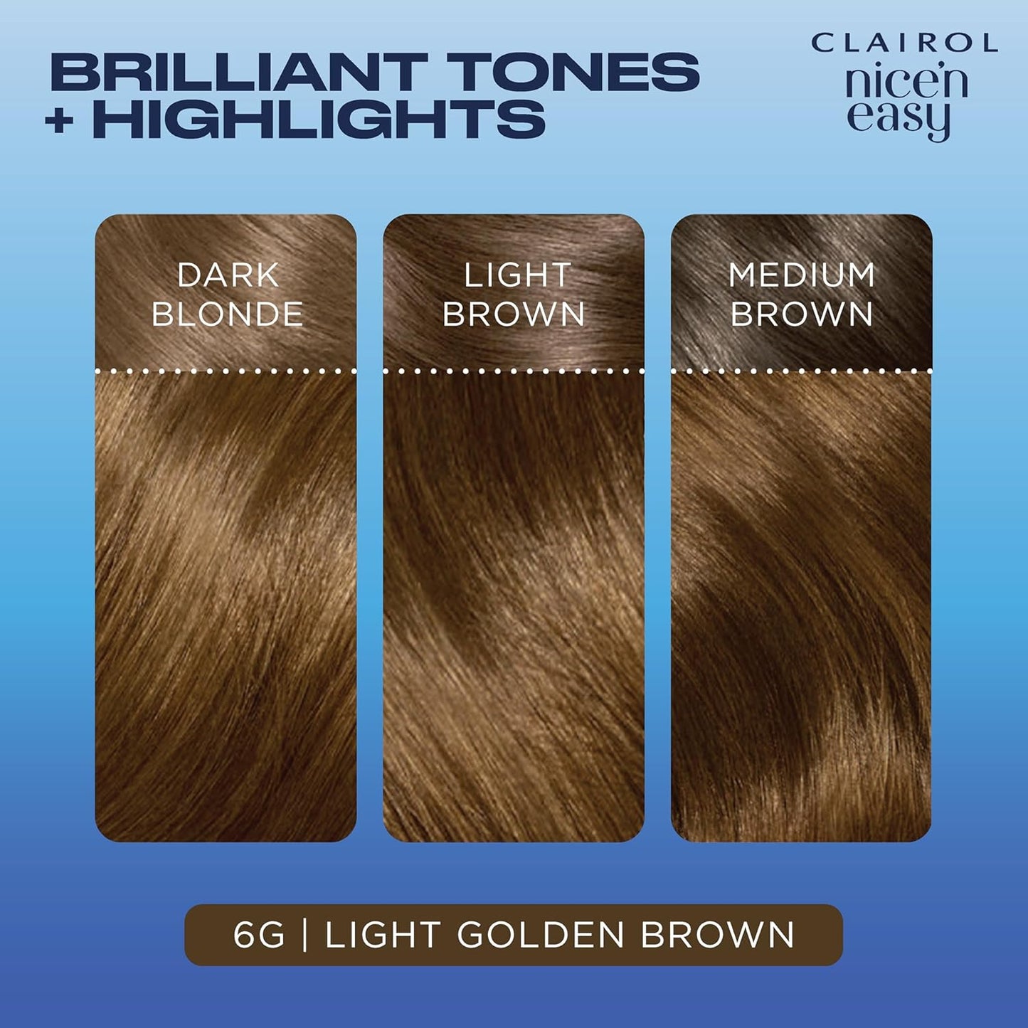 Nice'N Easy Crème, Natural Looking Oil Infused Permanent Hair Dye, 6G Light Golden Brown, 1 Count (Pack of 1)
