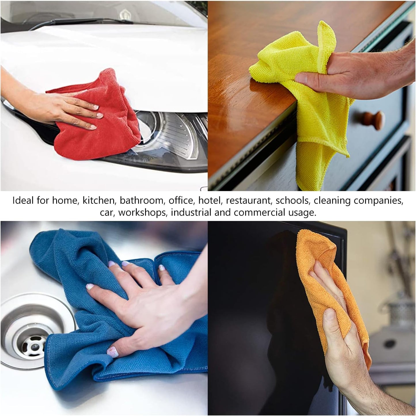 Microfiber Cleaning Cloth| Pk of 10| Large 40X40Cm| All-Purpose Reusable & Washable| Super Absorbent Towel| Long-Lasting Universally Useful| Ideal for Home, Kitchen, Bathroom & Cars (10, Blue)