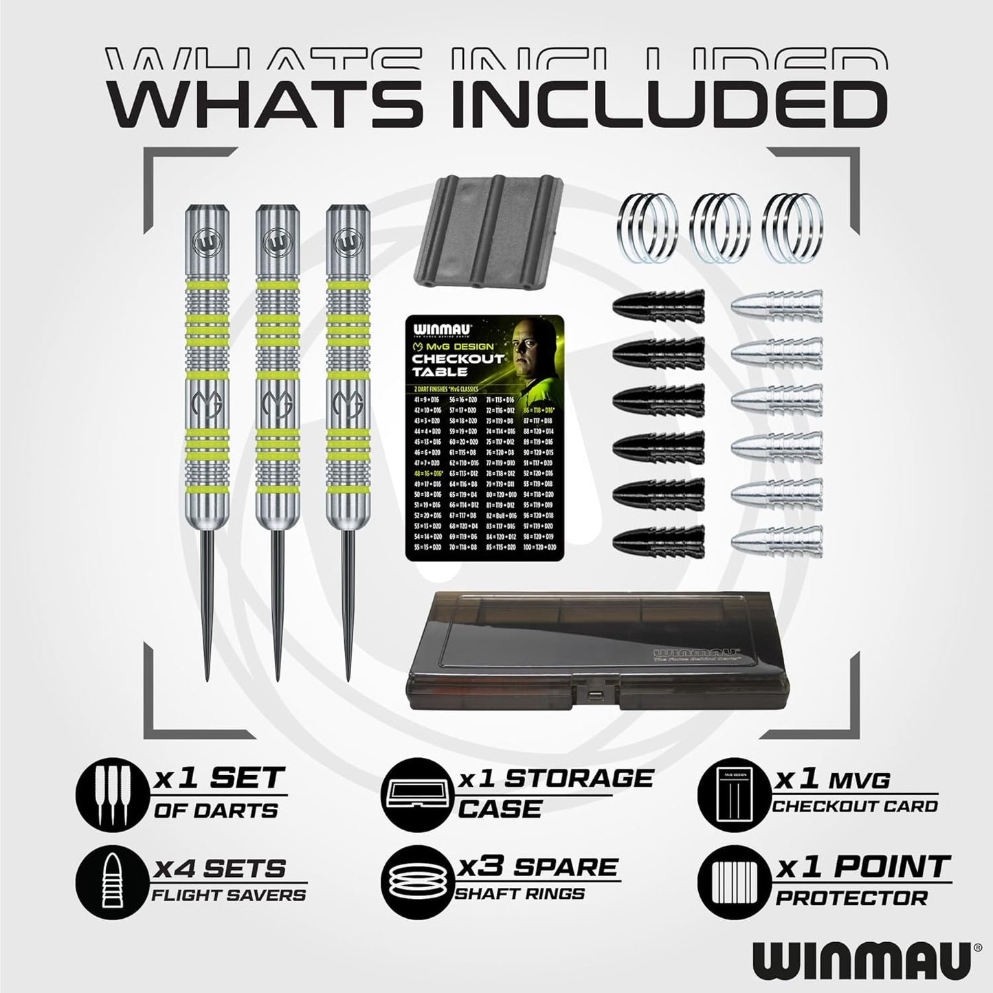 Michael Van Gerwen Mvg Gift Sets - 50 Piece Darts Set with 4 Sets of Shafts, 4 Sets of Flights plus Accessories