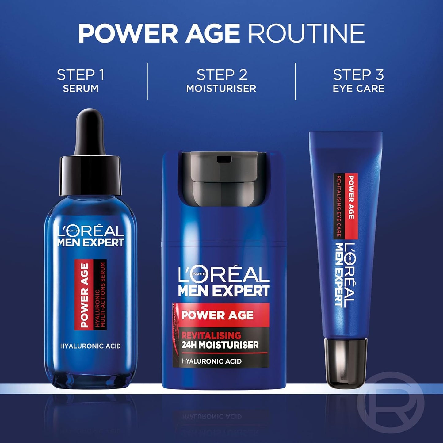 NEW Men Expert Power Age Moisturiser, Hydrating & Revitalising Hyaluronic Acid Moisturiser for Men, Designed for Ageing, Dry & Dull Skin 50Ml