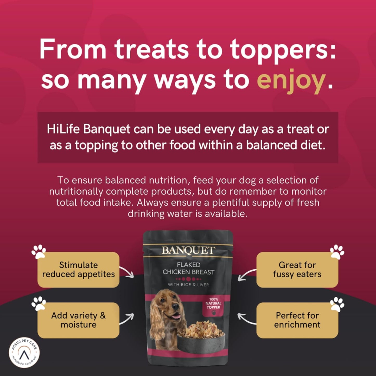 Banquet - Wet Dog Food - Flaked Chicken Breast, Rice, Liver - 100% Natural Ingredients, 15 Pouches X 100G