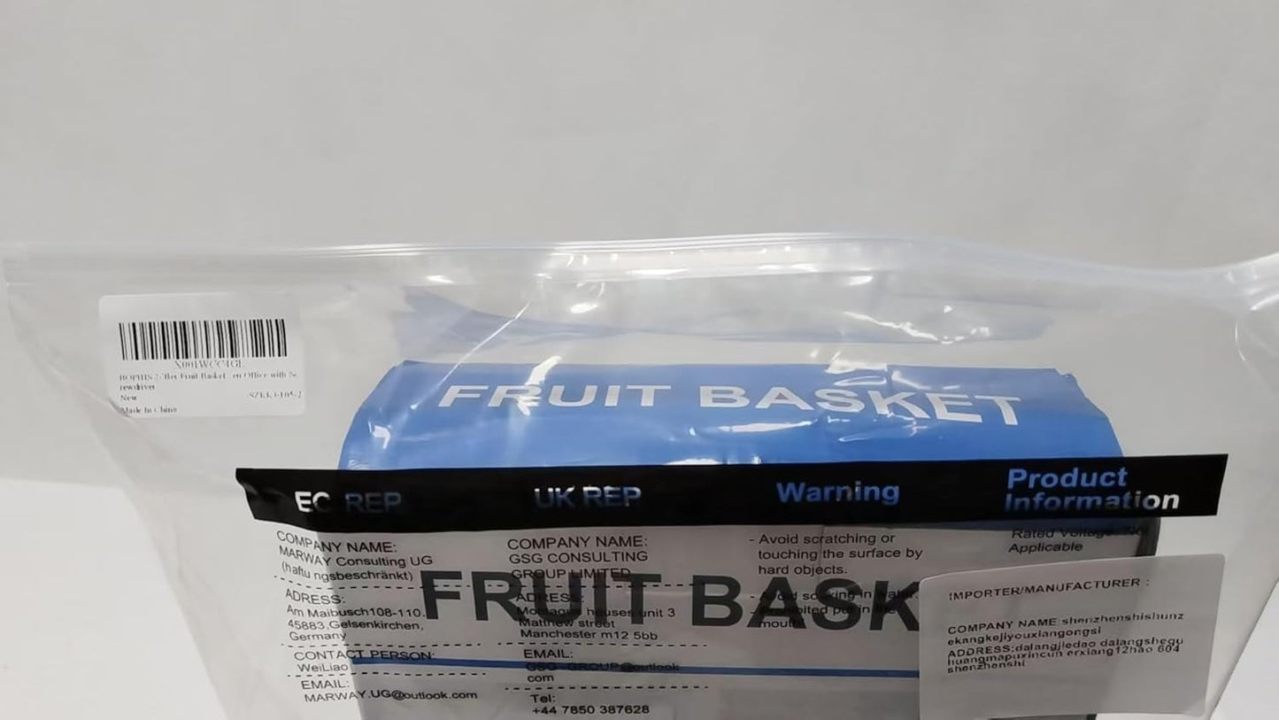 2-Tier Fruit Basket,Fruit Bowl Holder Bread Basket Vegetable Rack, Detachable Fruit Holder for Fruit, Vegetables, Snacks in Home, Kitchen Office,With Screwdriver
