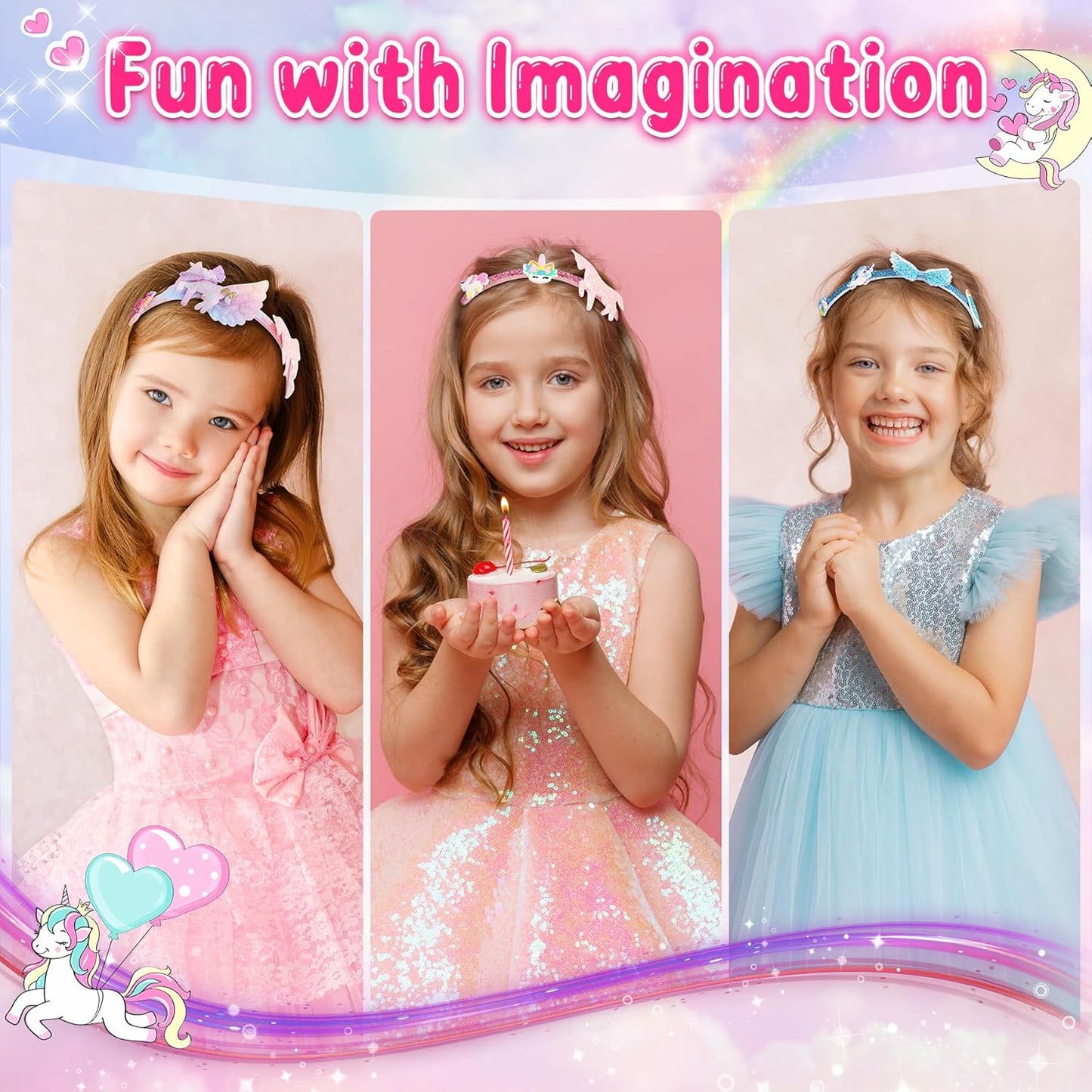 Unicorn Headband Making Kit for Girls Age 3+, Creative Craft Kits for Kids, DIY Hair Accessories & Hairbands - Girls Birthday Presents for Age 3 4 5 6 7 8 Year Old Girls Gifts Toys Set