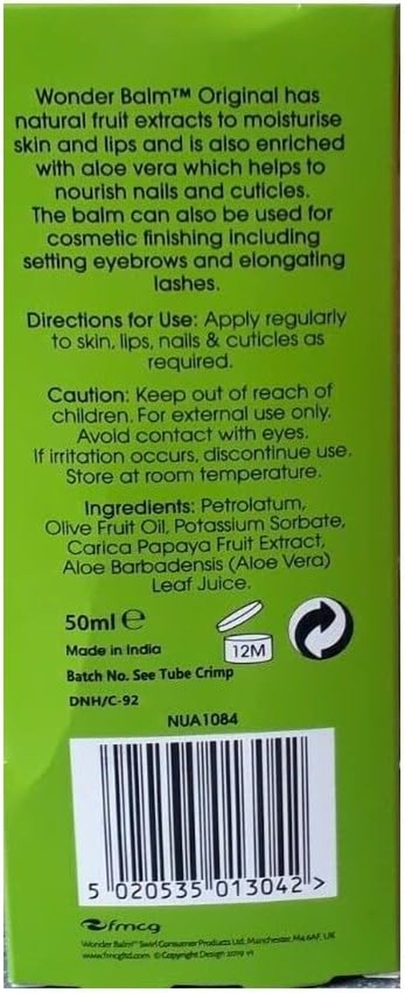 Wonder Balm - Hand Balm/Cream for Lips, Hands and Nails - Enriched with Aloe Vera for Dry Skin50Ml