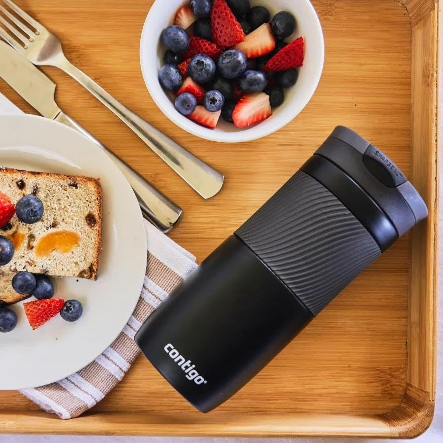 Byron Snapseal Travel Mug | Stainless Steel Thermal Mug | Vacuum Flask | Leakproof Tumbler | Coffee to Go Mug with BPA Free Easy-Clean Lid